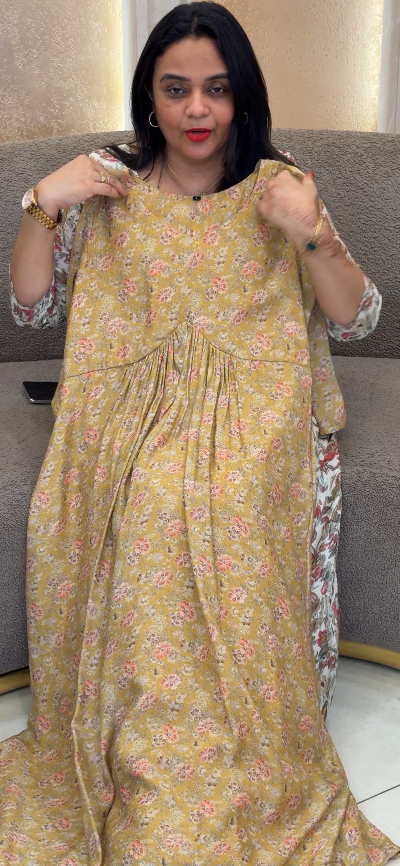 MUSLIN PRINTED LONG TOPS - IHA 33121