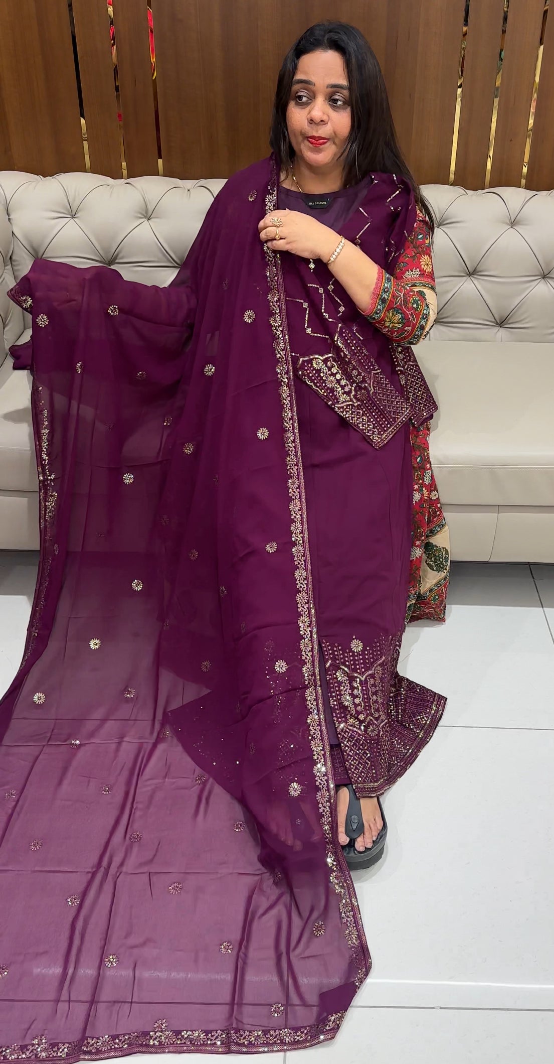 DESIGNER A-LINE TOP AND DUPATTA - IHA 23330
