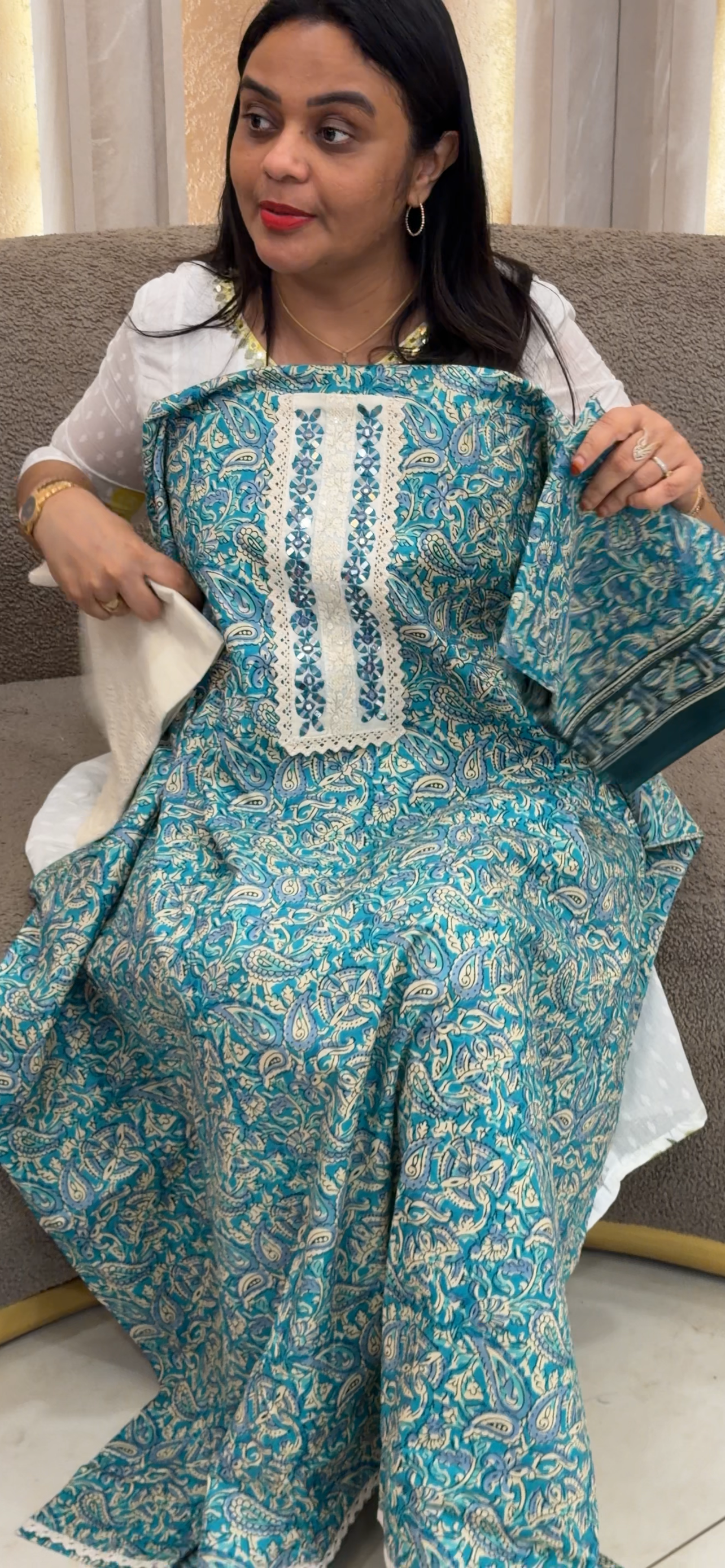 PRINTED UNSTITCHED SALWAR SUITS - IHA 32906