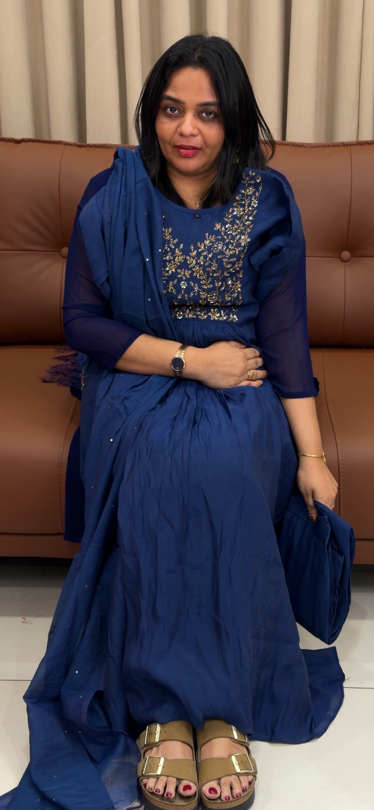 MUL CHANDERI ALINE TOP, BOTTOM AND DUPATTA - IHA 33645