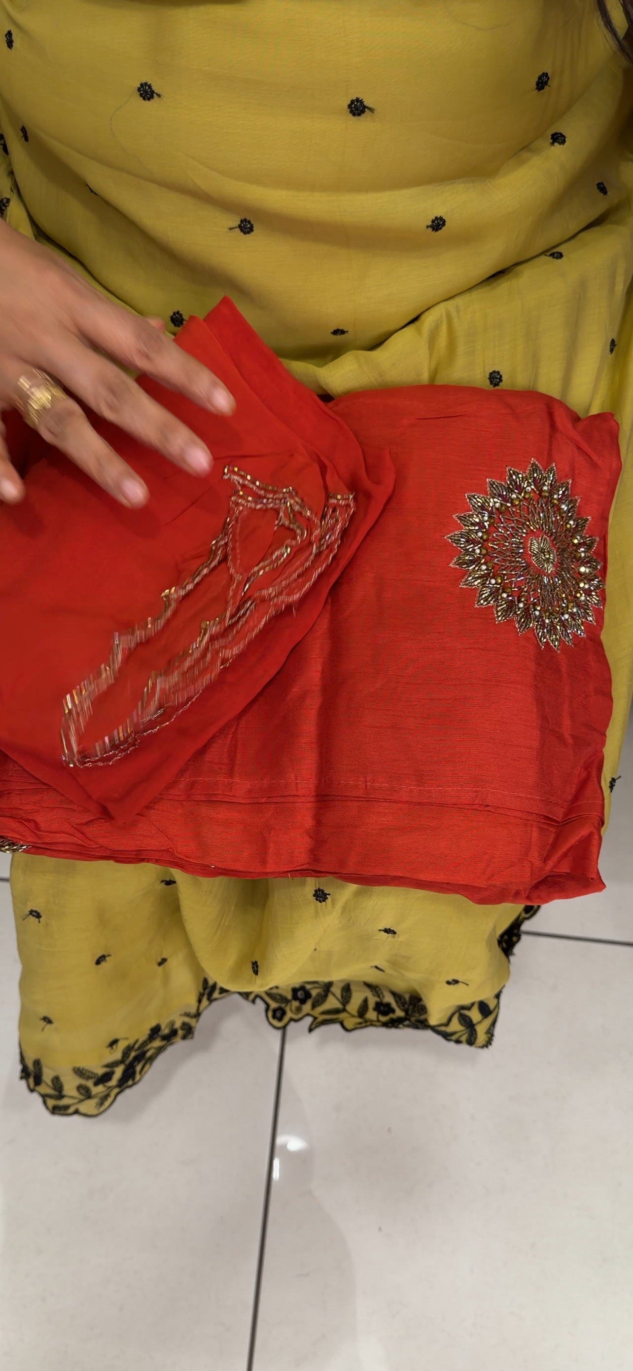 HANDWORKED UNSTITCHED SALWAR SUITS - IHA 33554