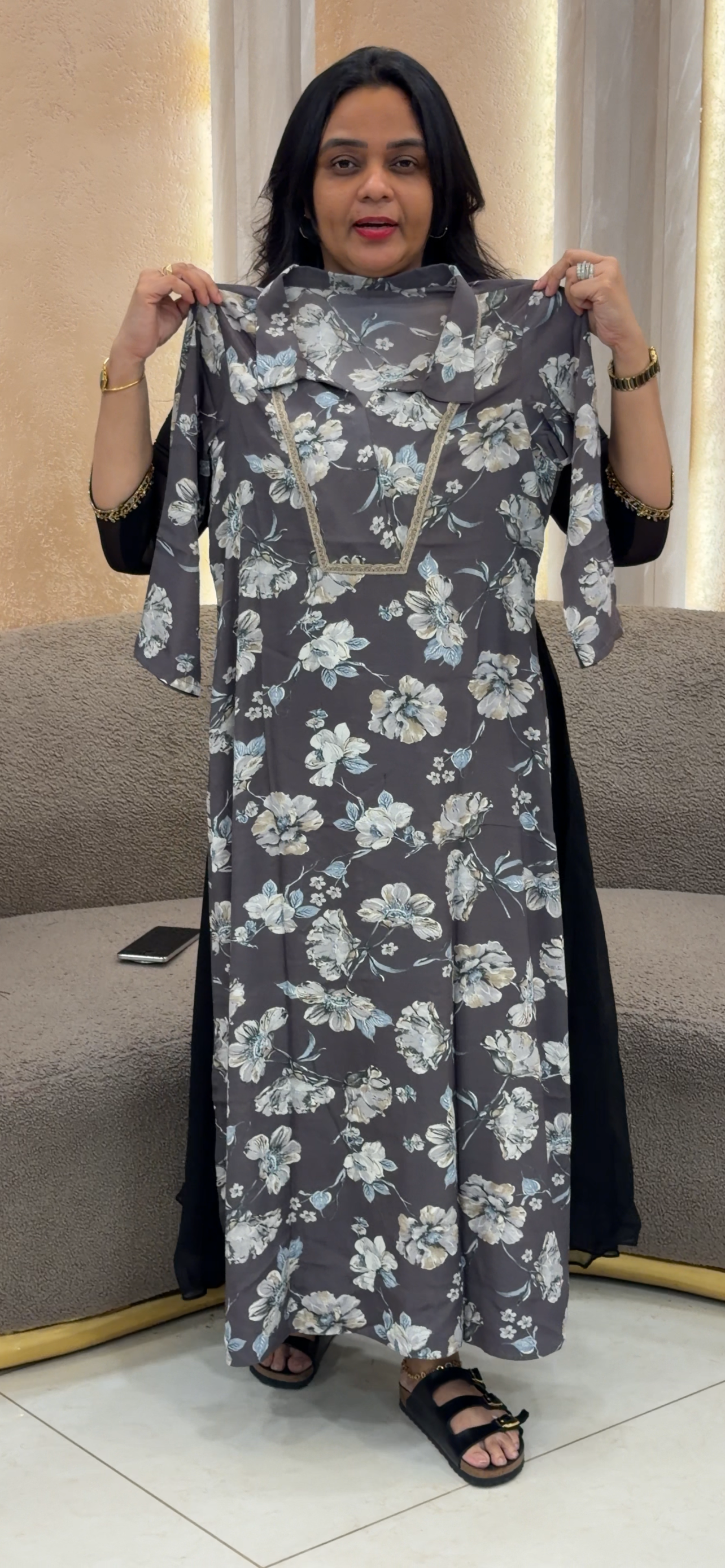 IHA'S IN-HOUSE PRINTED LONG ALINE TOPS - IHA 35175
