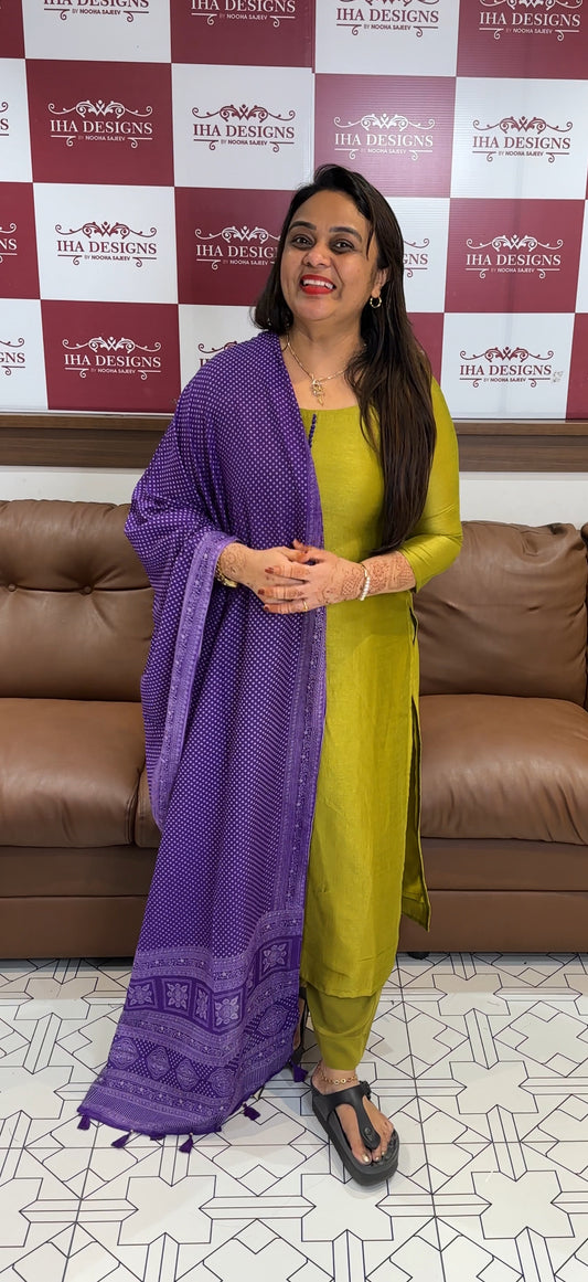 IHA'S IN-HOUSE SEMI RAW SILK TOP,BOTTOM AND DUPATTA - IHA 23768
