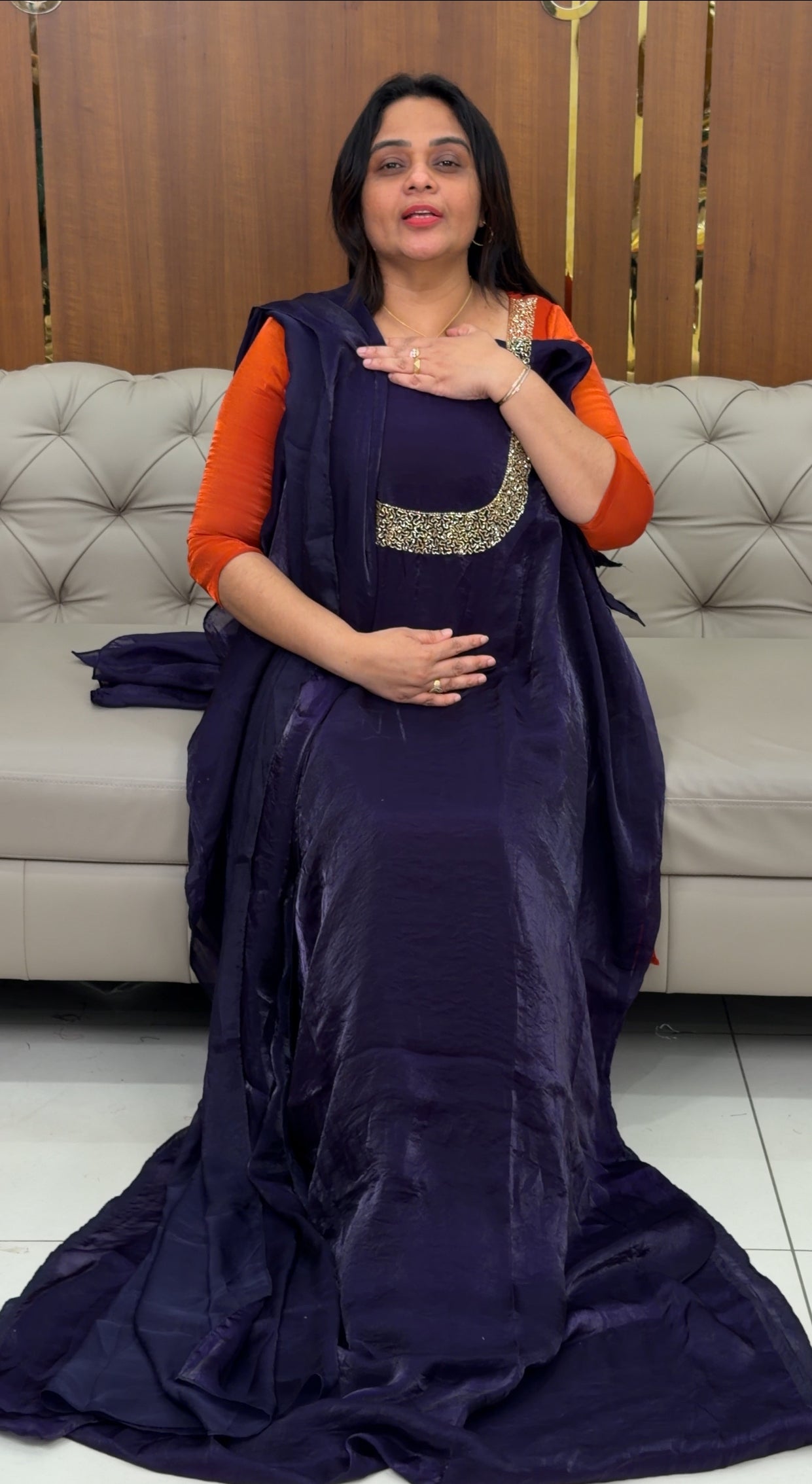 IHA'S IN-HOUSE VELVET ORGANZA TOP,BOTTOM AND DUPATTA - IHA 29050