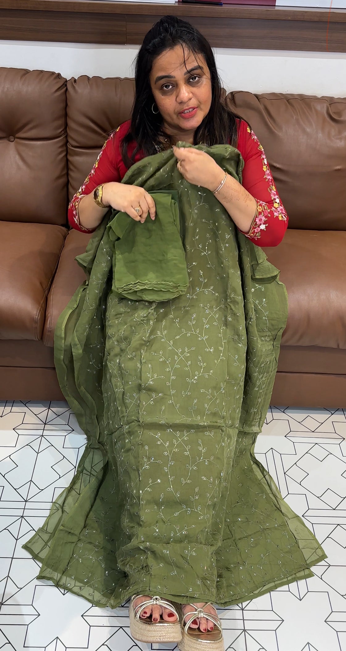 VISCOSE ORGANZA UNSTITCHED SALWAR SUITS - IHA 27761