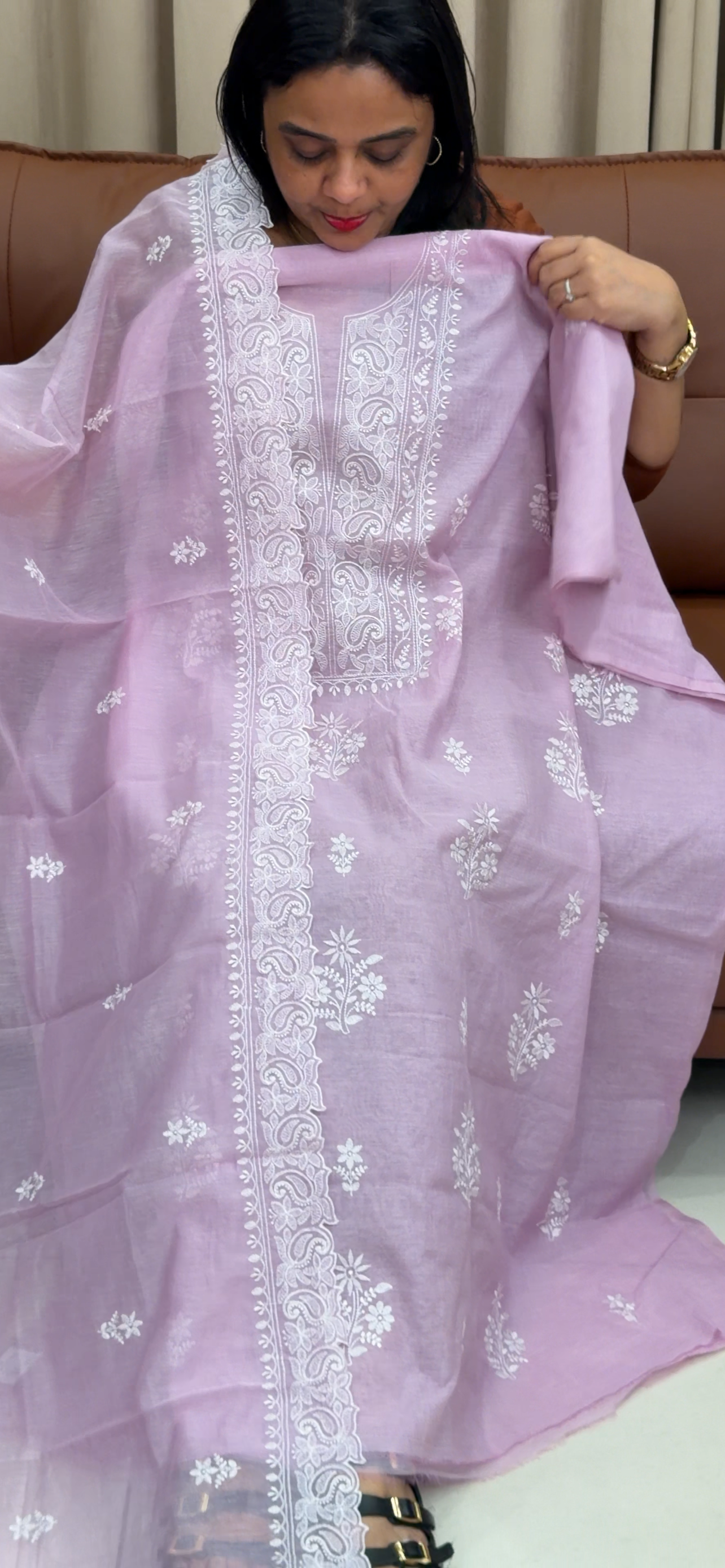MUL CHANDERI UNSTITCHED SALWAR SUITS - IHA 34280