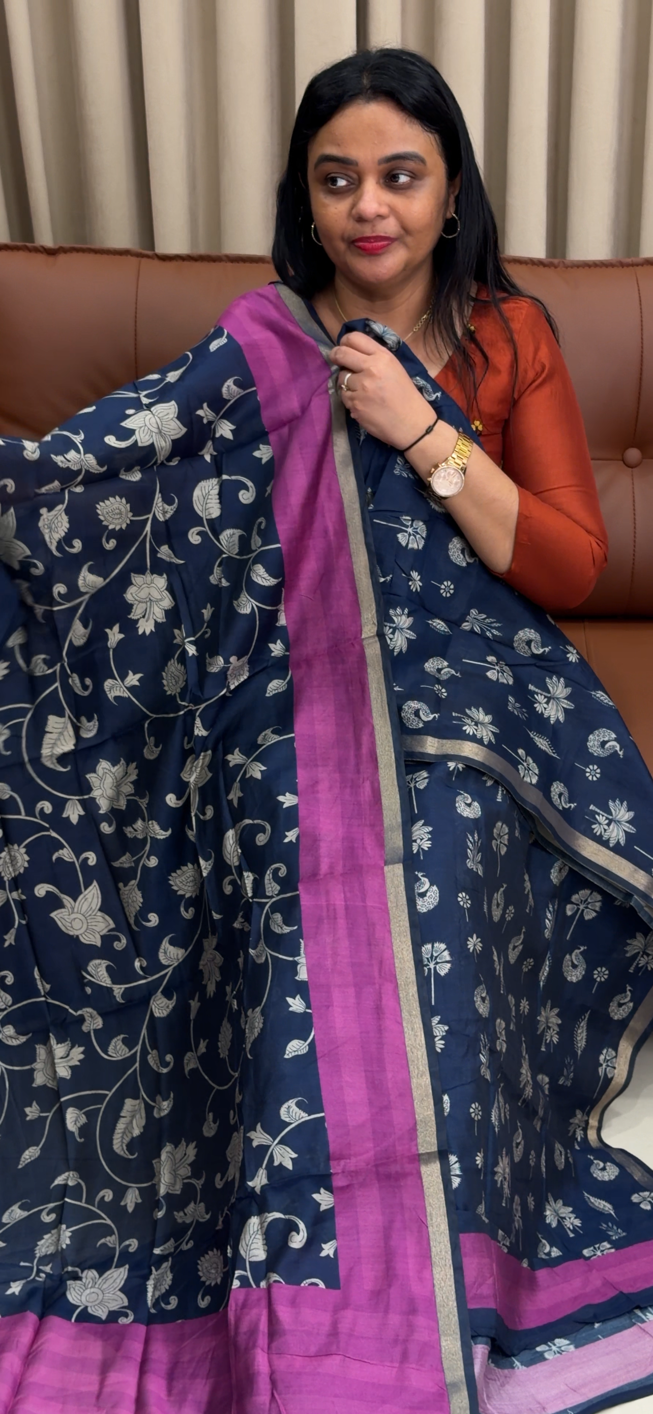 MAHESWARI SILK PRINTED UNSTITCHED SALWAR SUITS - IHA 34322