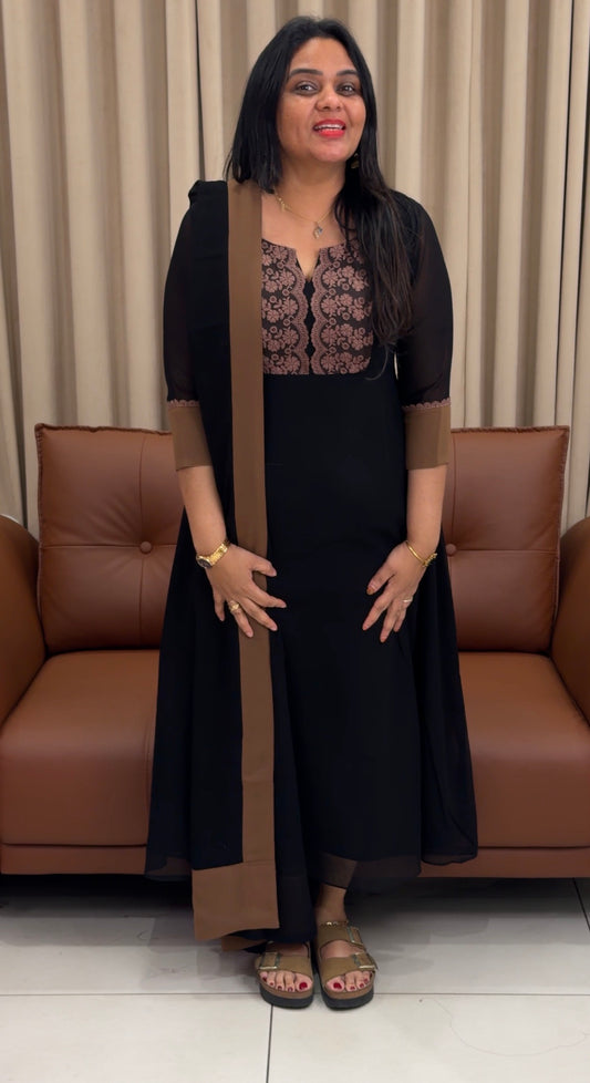IHA'S IN-HOUSE GEORGETTE SLITTED TOP AND DUPATTA - IHA 33636