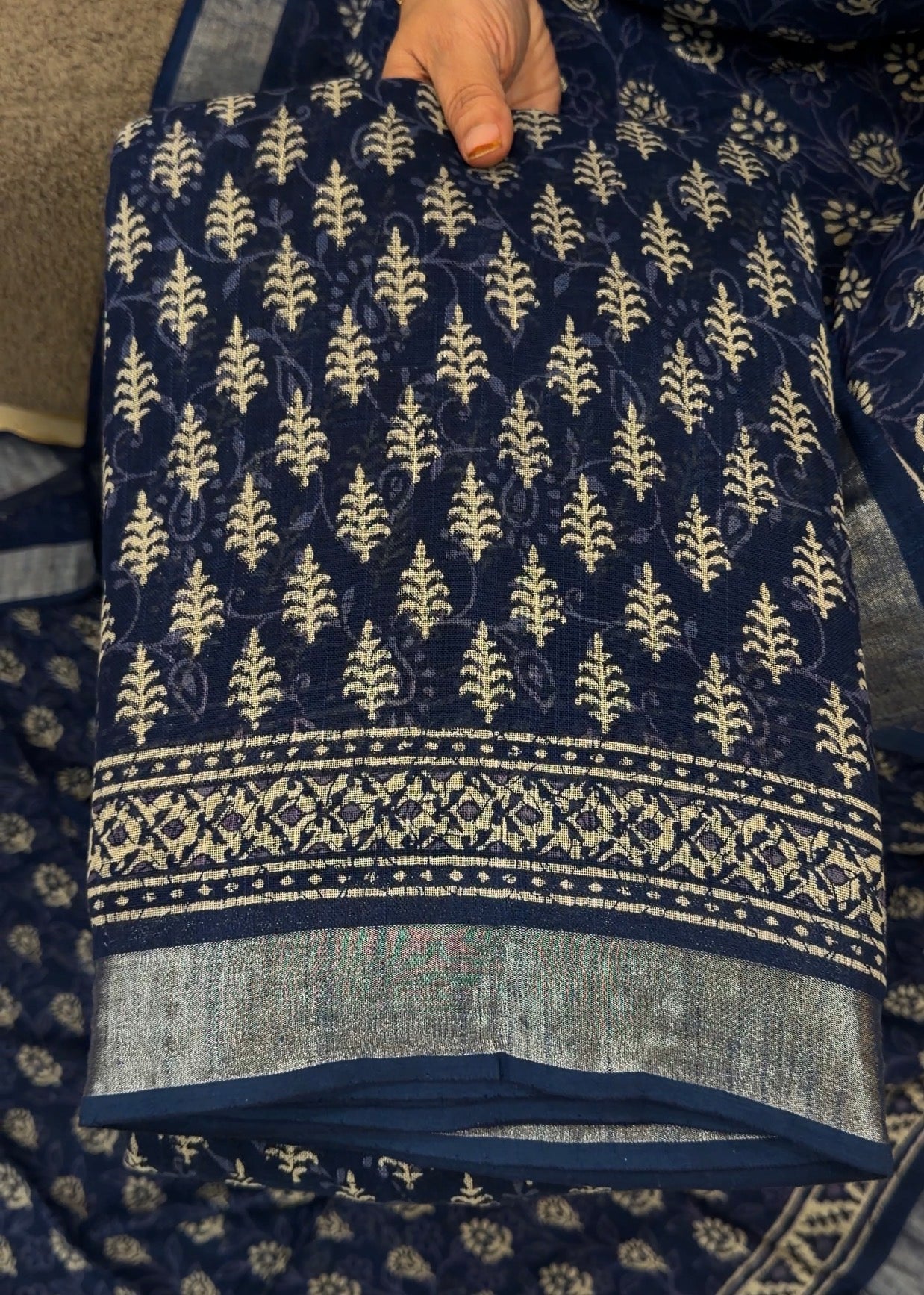 PRINTED LINEN SAREES - IHA 33072