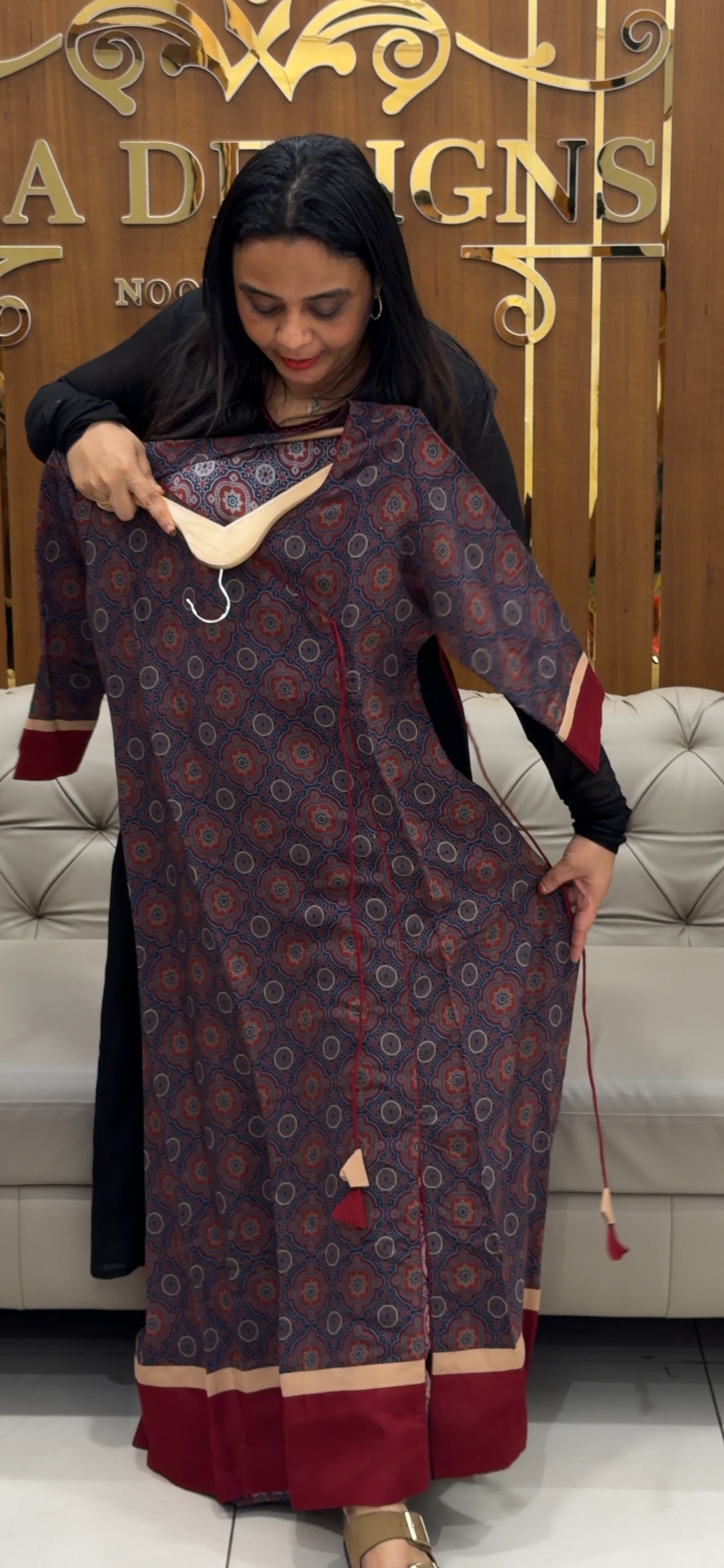 IHA'S IN-HOUSE PRINTED MUSLIN LONG TOPS - IHA 32757