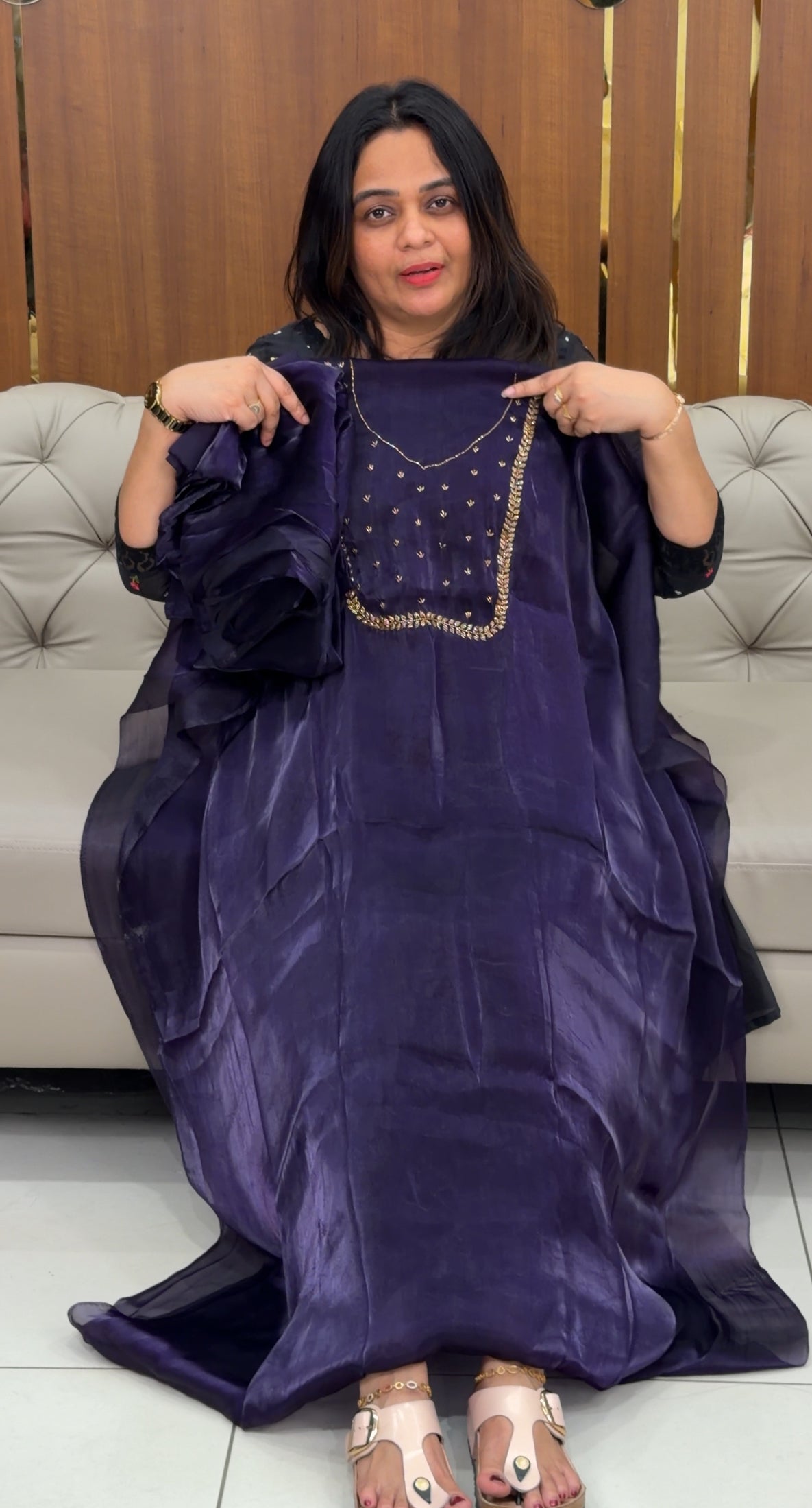 VELVET ORGANZA UNSTITCHED SALWAR SUITS - IHA 29130