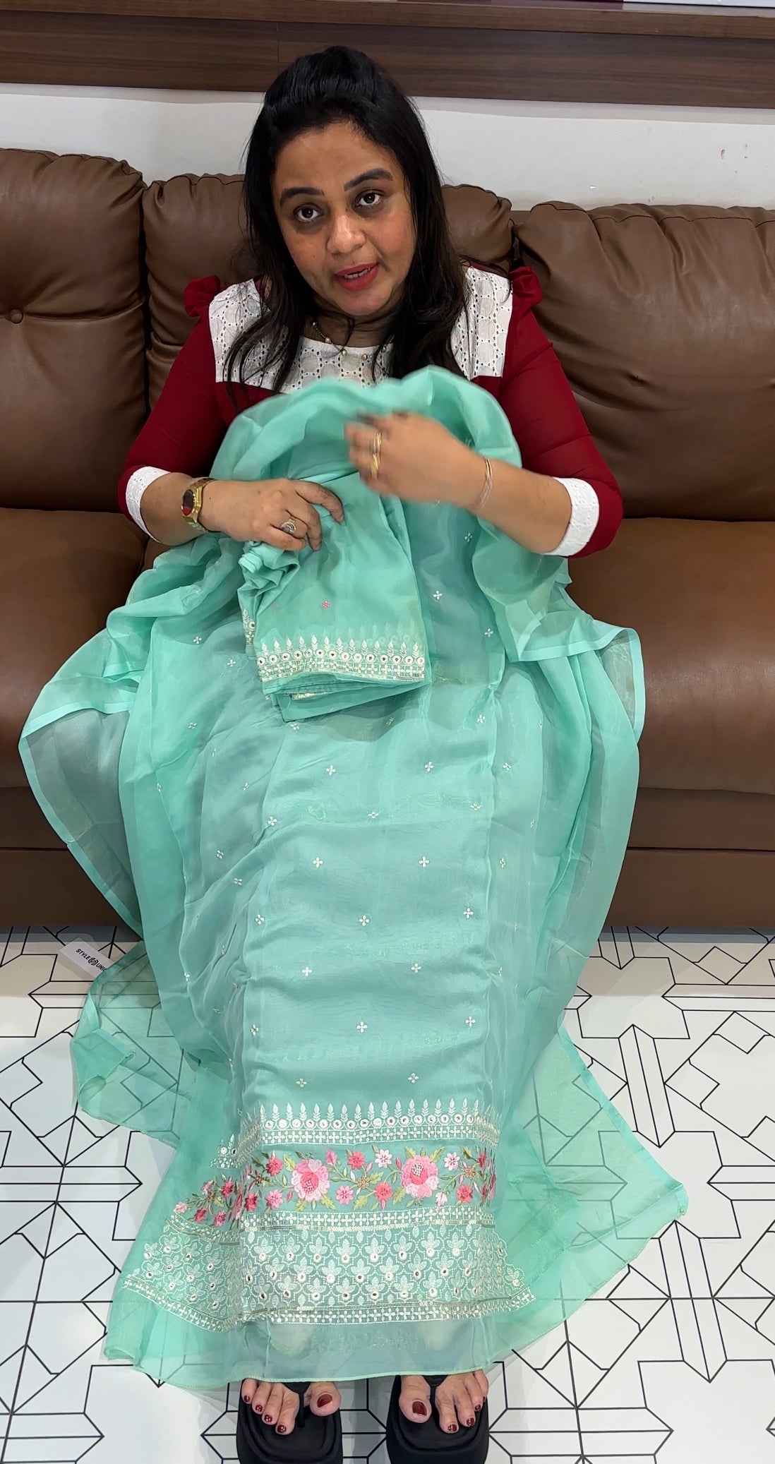 SHIMMER TISSUE UNSSTITCHED SALWAR SUITS - IHA 27882