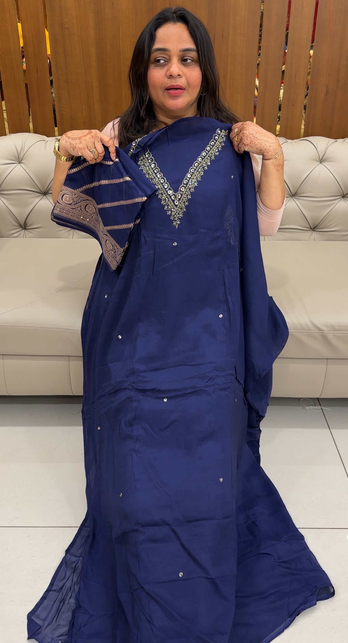 VISCOSE ORGANZA UNSTITCHED SALWAR SUITS - IHA 27488