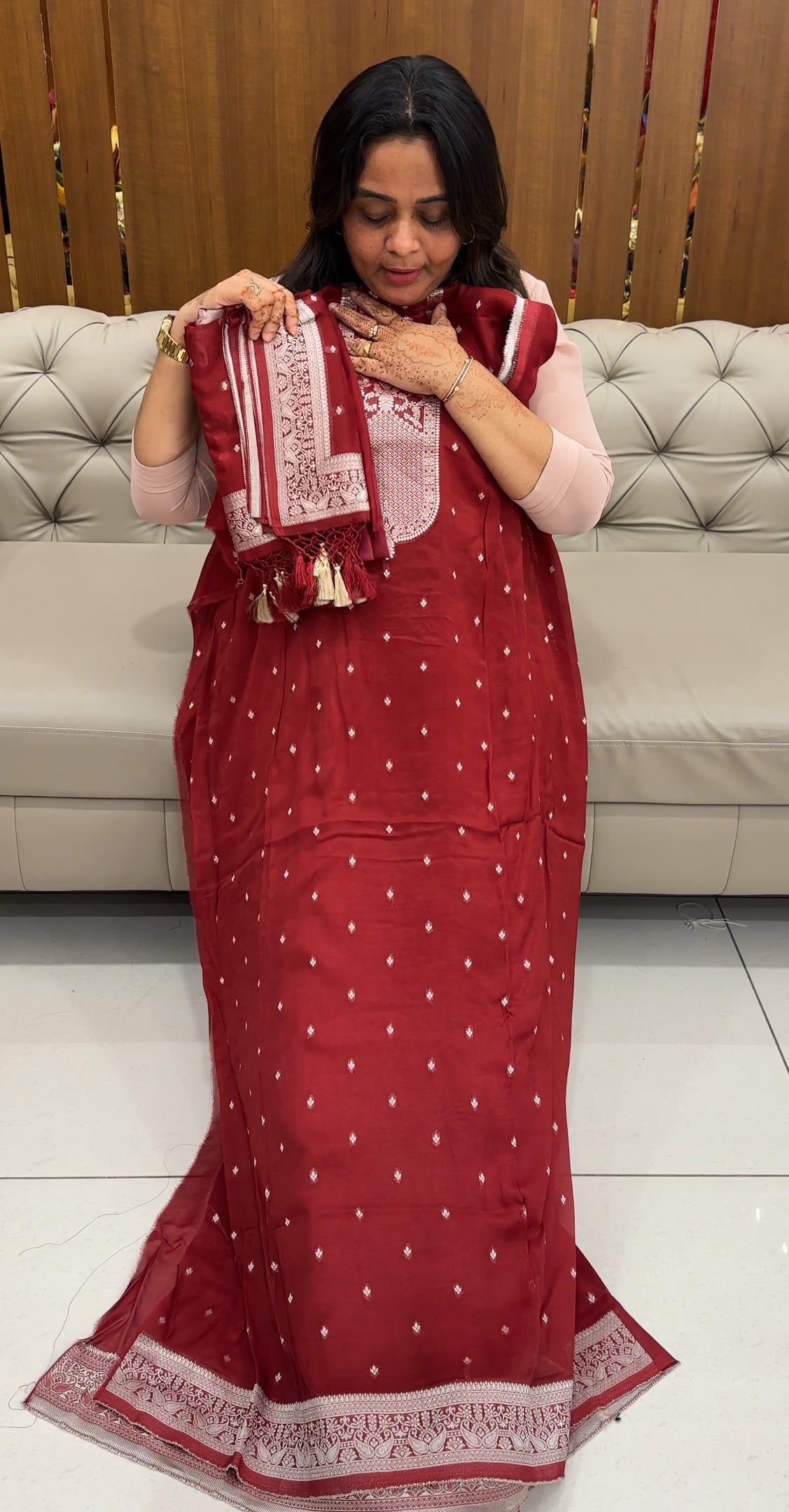 VISCOSE ORGANZA UNSTITCHED SALWAR SUITS  - IHA 27479