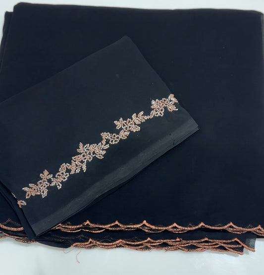 FAUX GEORGETTE HAND WORKED SAREES - IHA 25665