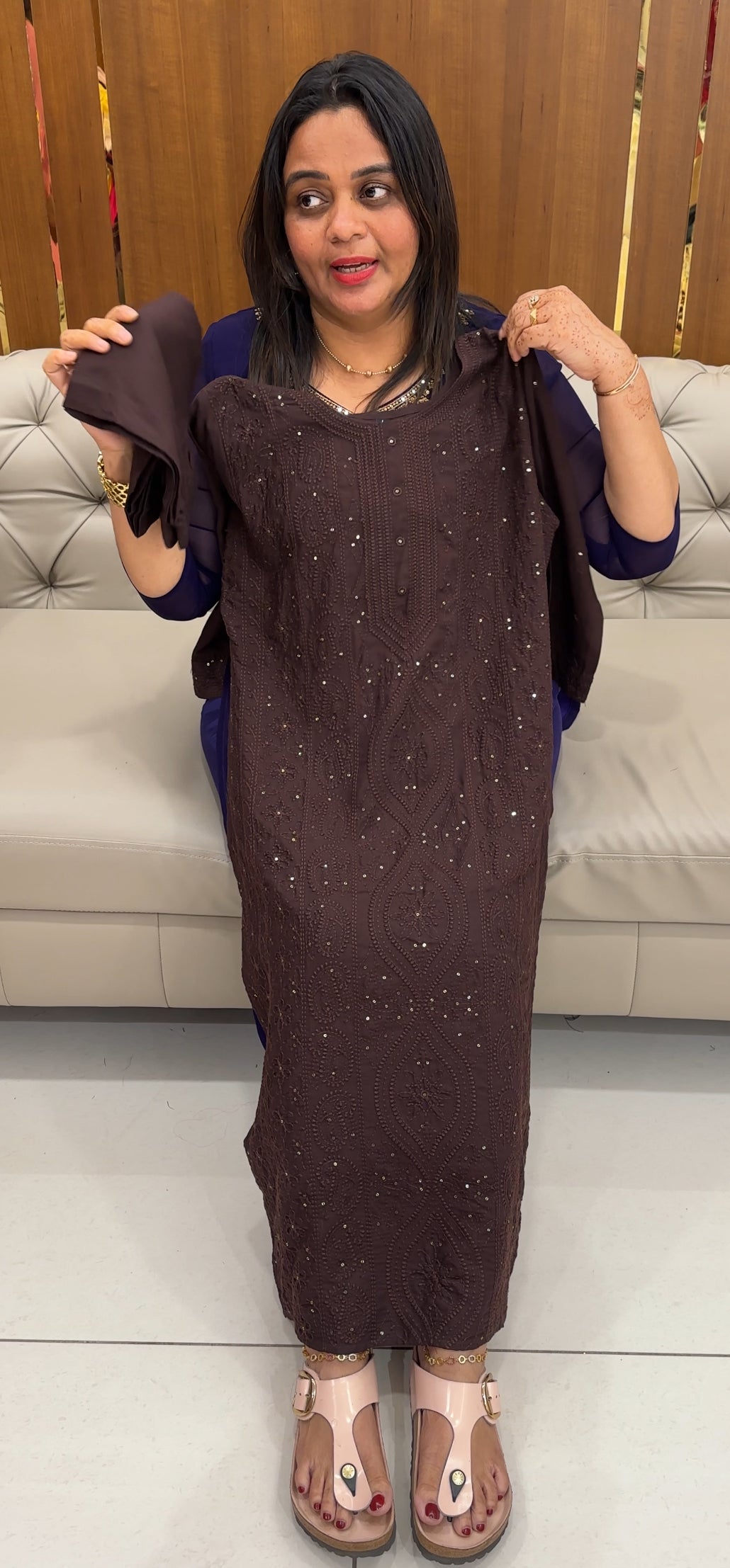 LUCKNOWI CHIKANKARI TOP AND BOTTOM - IHA 27541