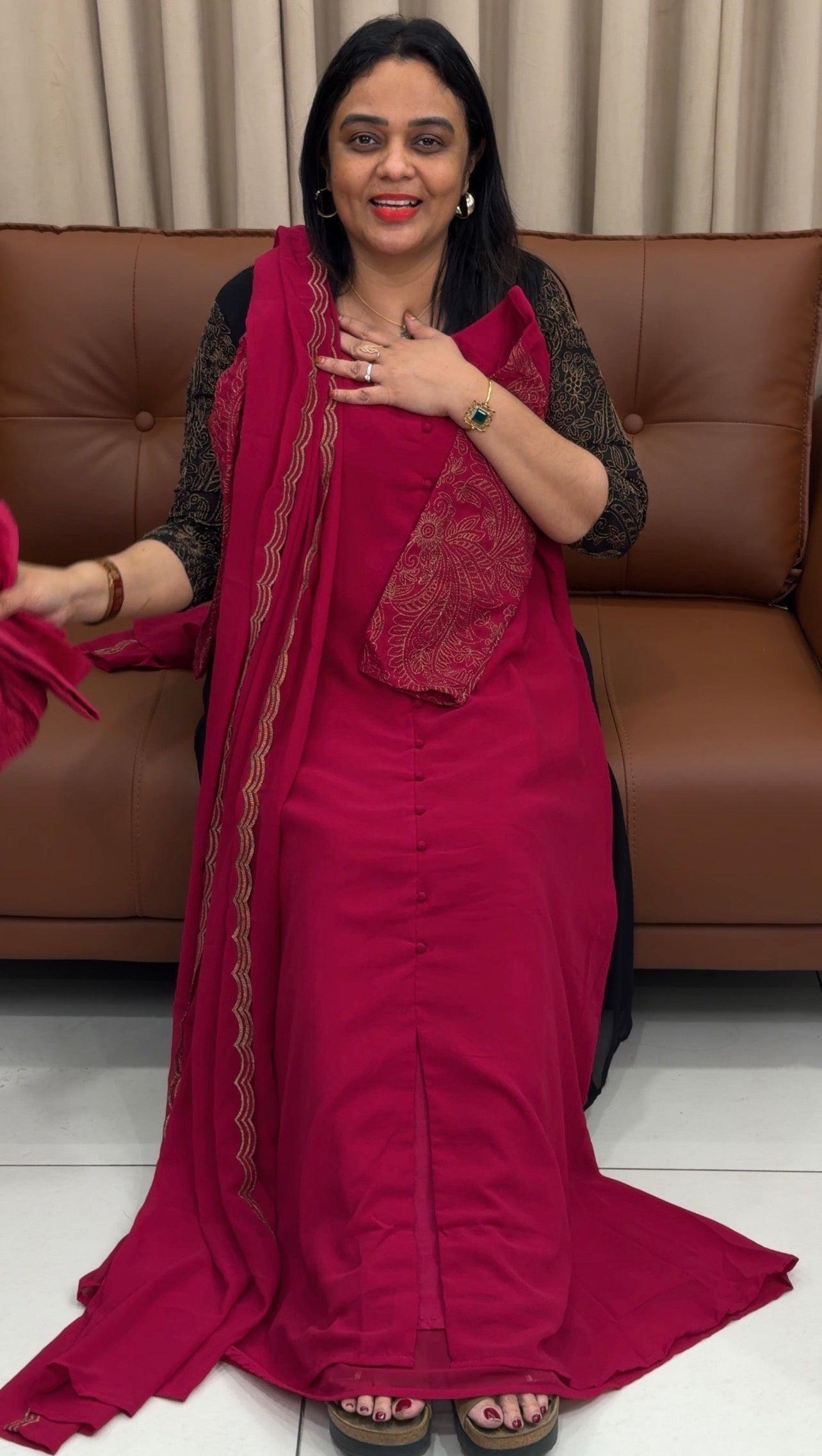 SEMI PARTY WEAR TOP,BOTOM AND DUPATTA - IHA 33427