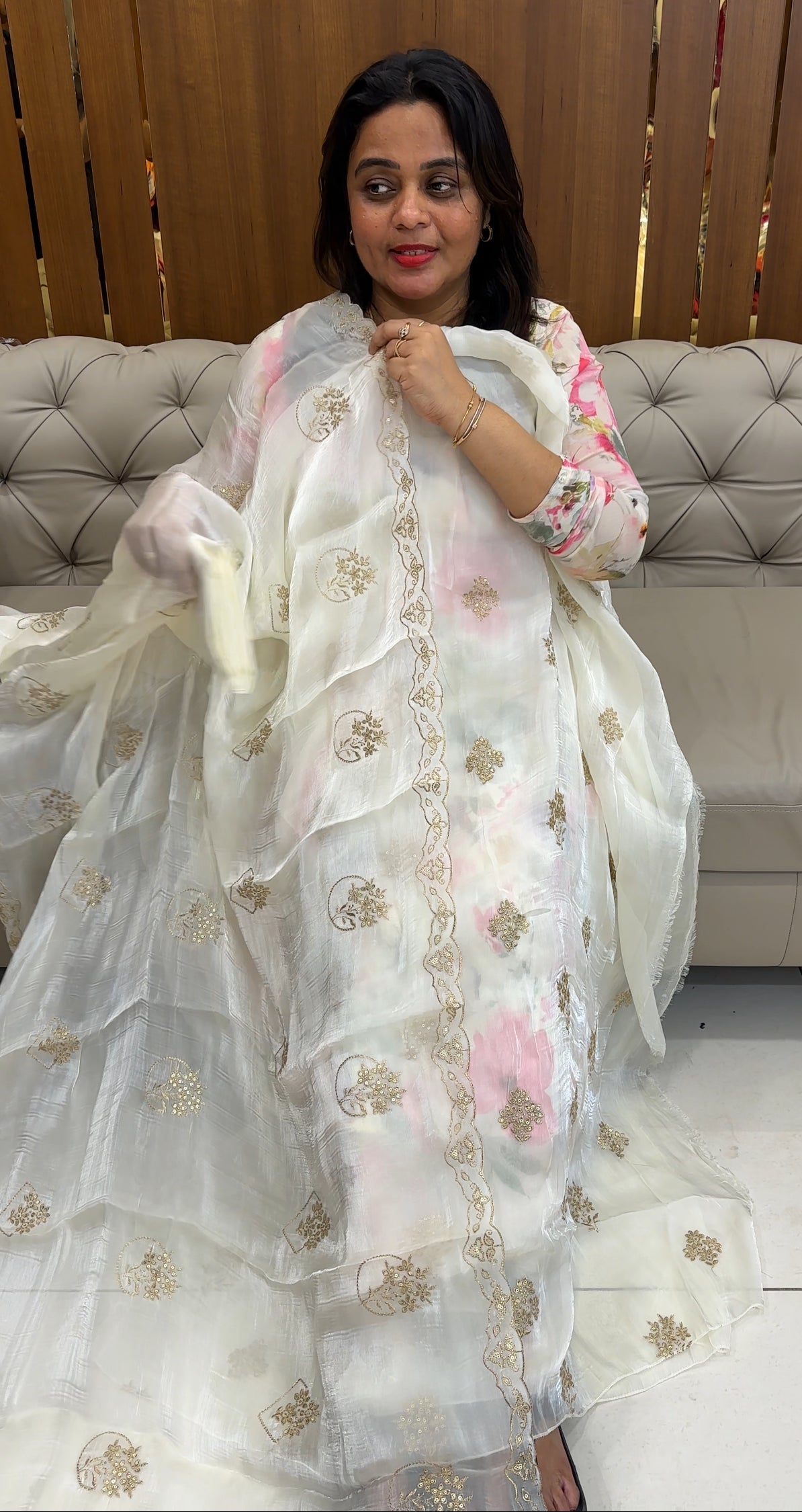 VLEVET ORGANZA UNSTITCHED SALWAR SUITS - IHA 26115