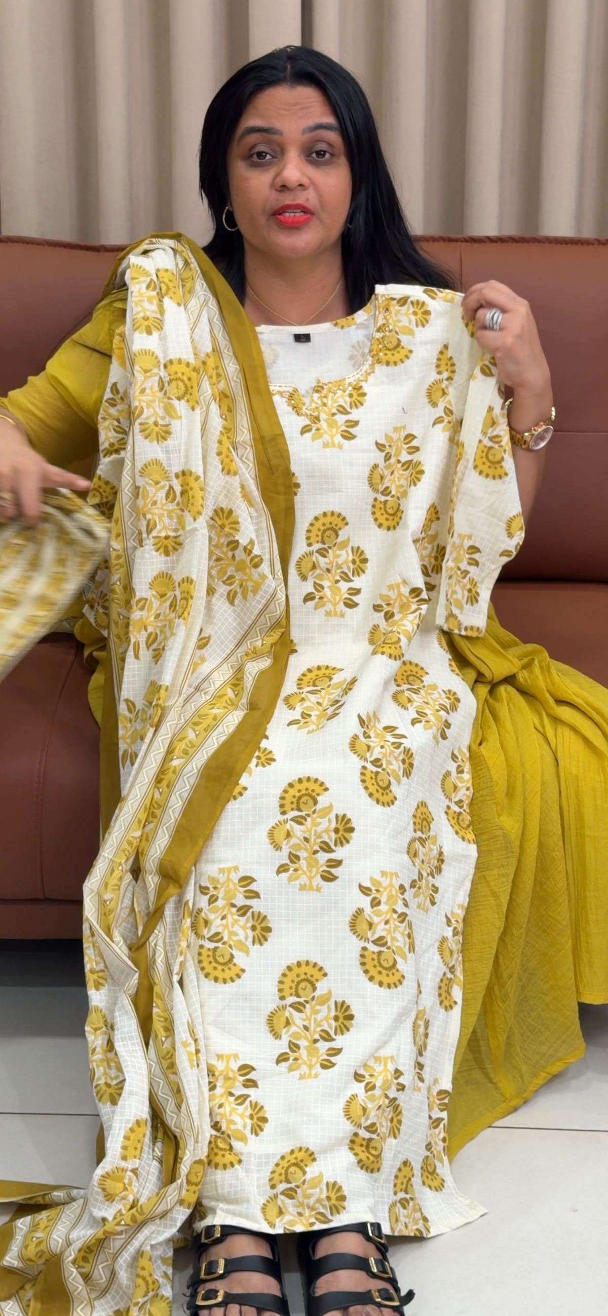 KOTA COTTON TOP, BOTTOM AND DUPATTA  - IHA 35251
