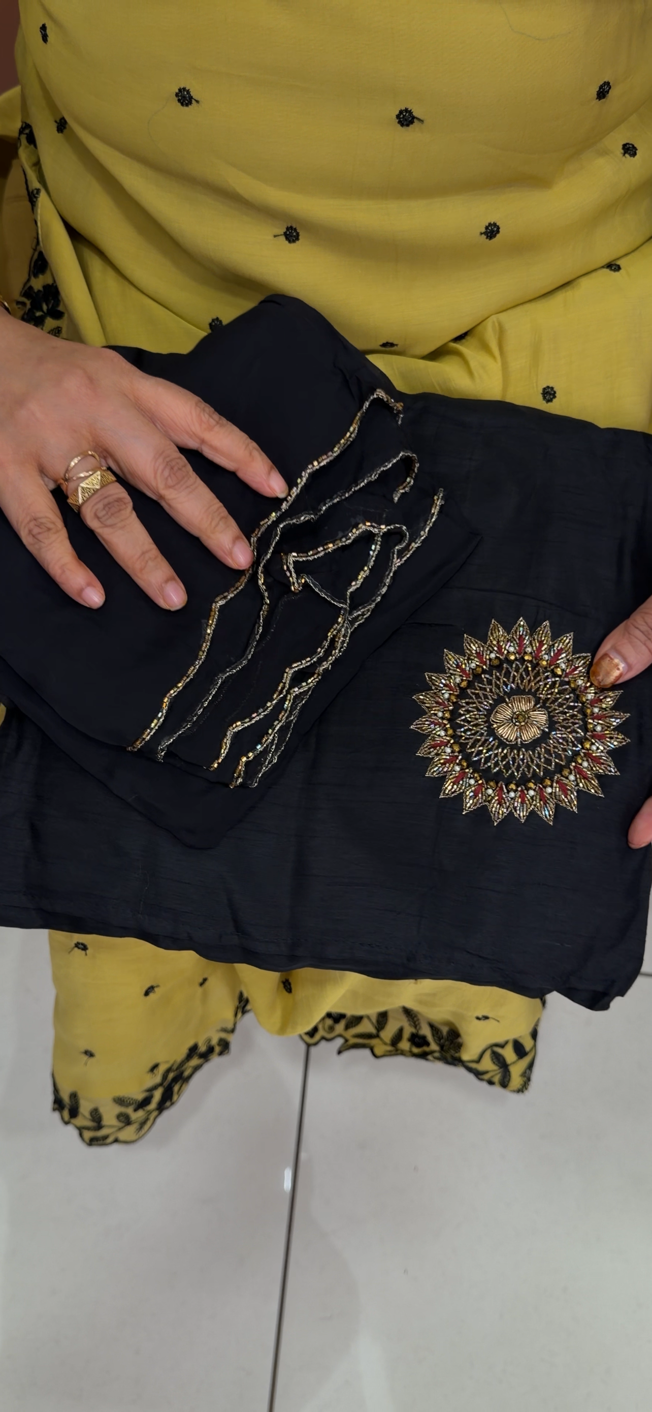 HANDWORKED UNSTITCHED SALWAR SUITS - IHA 33554