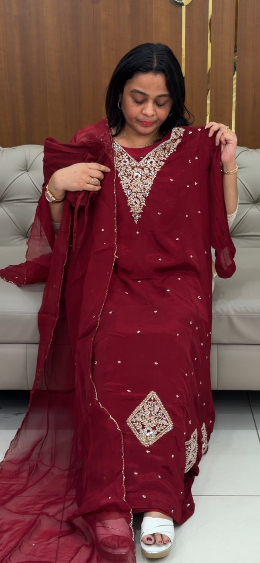 DESIGNER PARTY WAR TOP, BOTTOM AND DUPATTA - IHA 29325