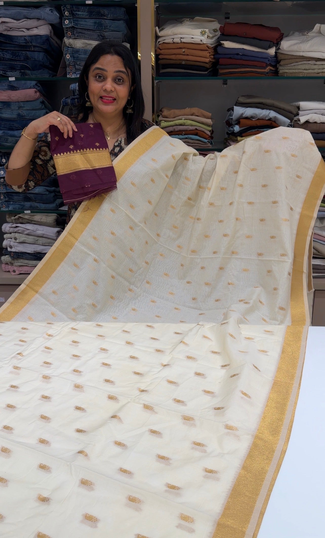 MUL CHANDERI SAREES - IHA 34113