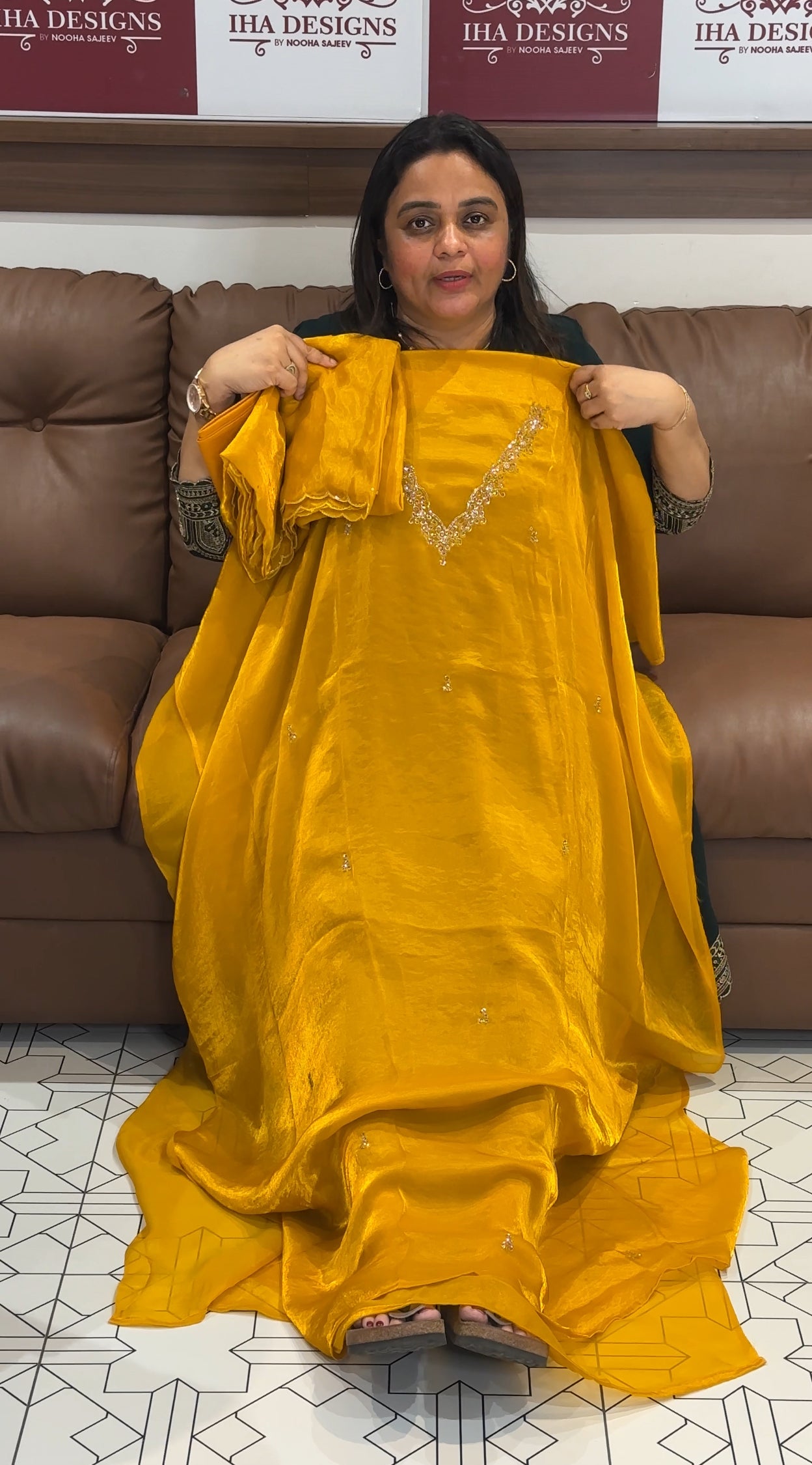 VELVET ORGANZA UNSTITCHED SALWAR SUITS - IHA 27607