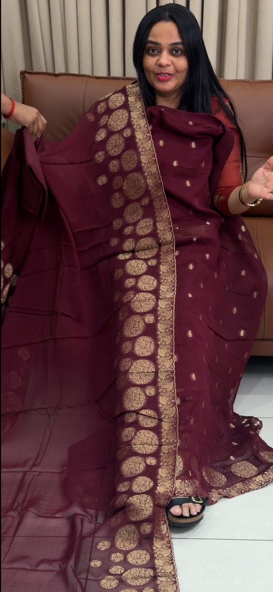 VISCOSE ORGANZA UNSTITCHED SALWAR SUITS - IHA 34711