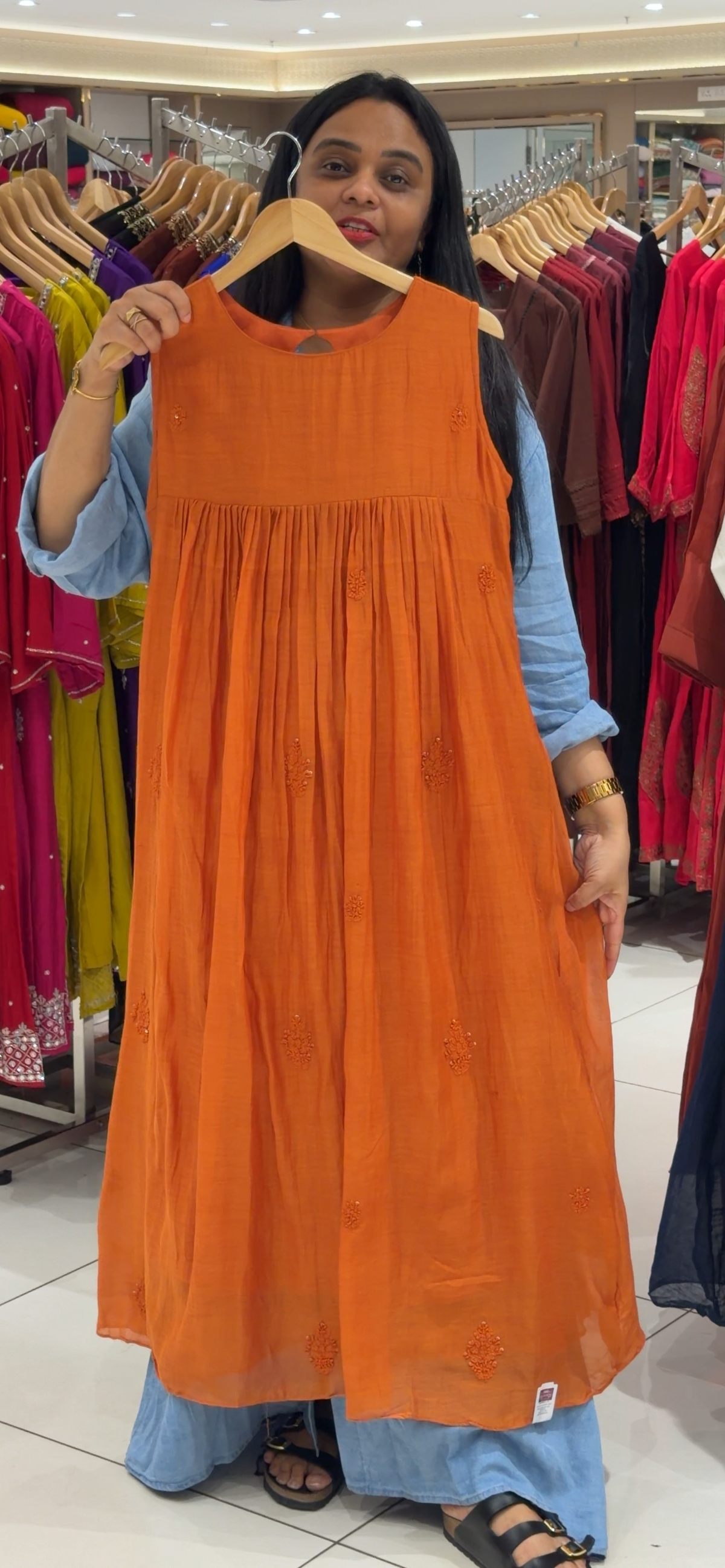 MALAI CHANDERI TUNIC TOPS - IHA 35452