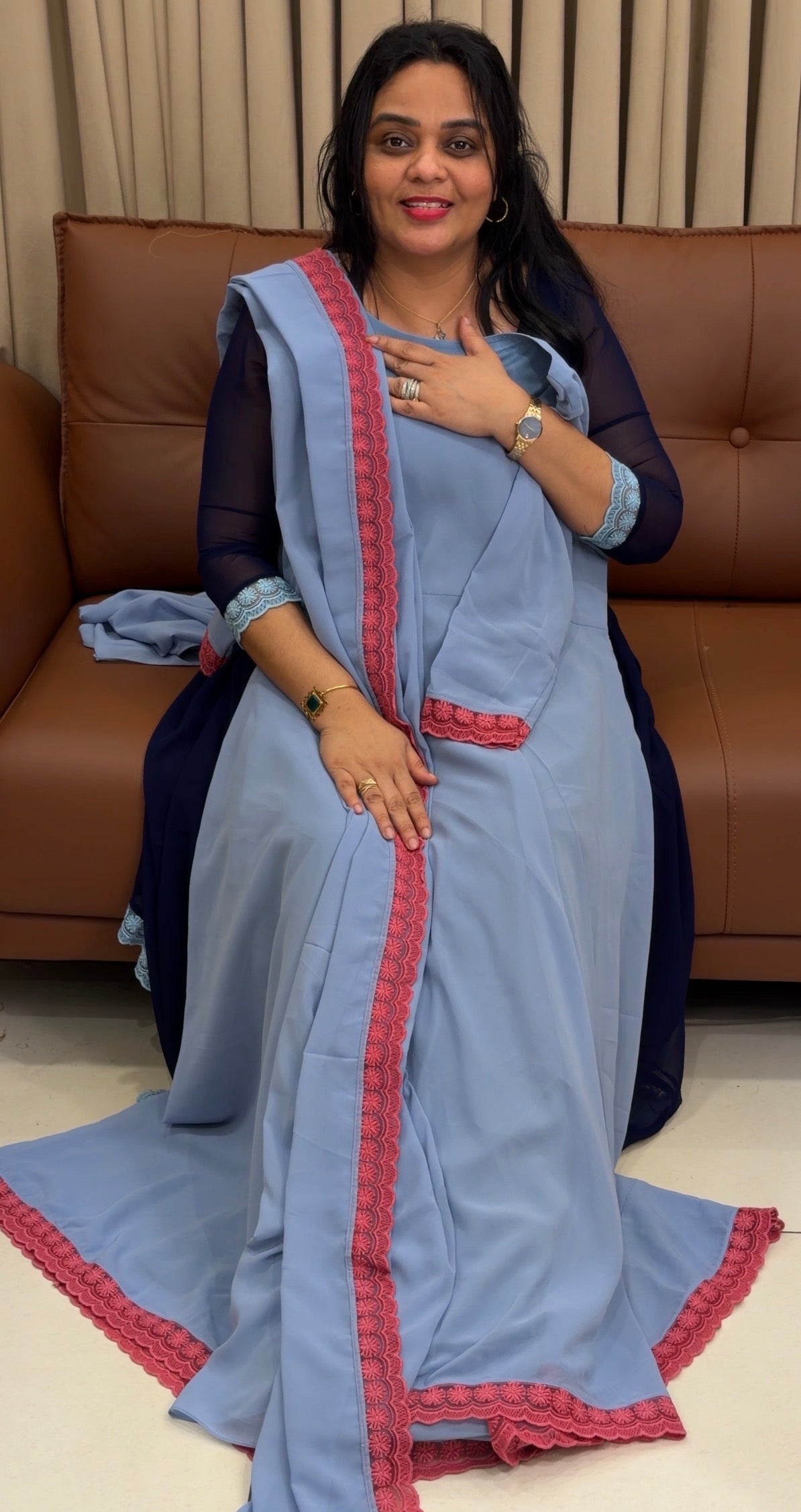 IHA'S IN-HOUSE GEORGETTE ANARKALI TOP AND DUPATTA - IHA 34620