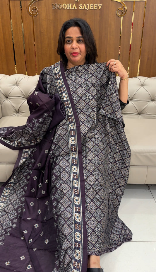 AJRAKH PRINTED UNSTITCHED SALWAR SUITS - IHA 25903