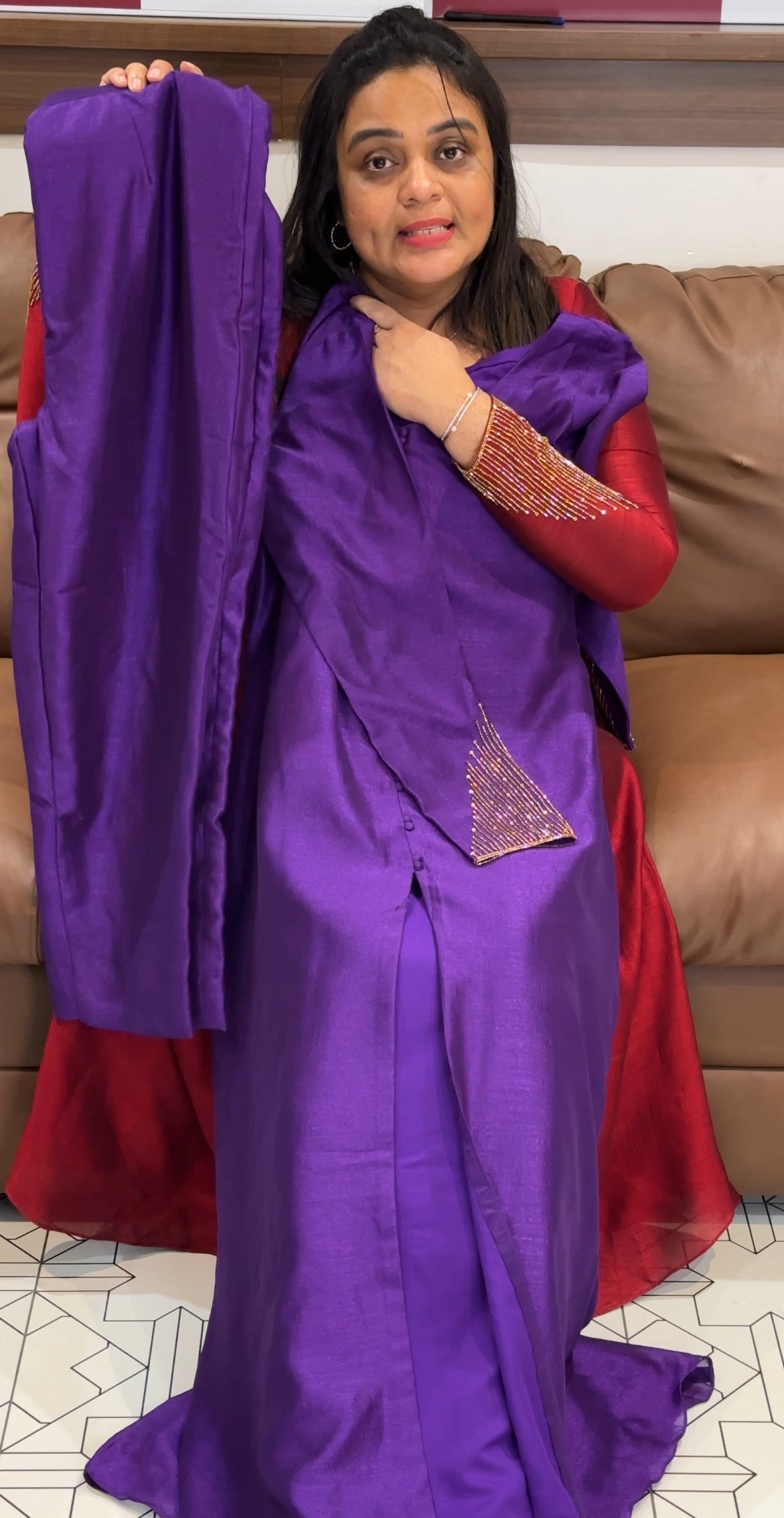 IHA'S IN-HOUSE SEMI RAW SILK TOP AND BOTTOM - IHA 29382