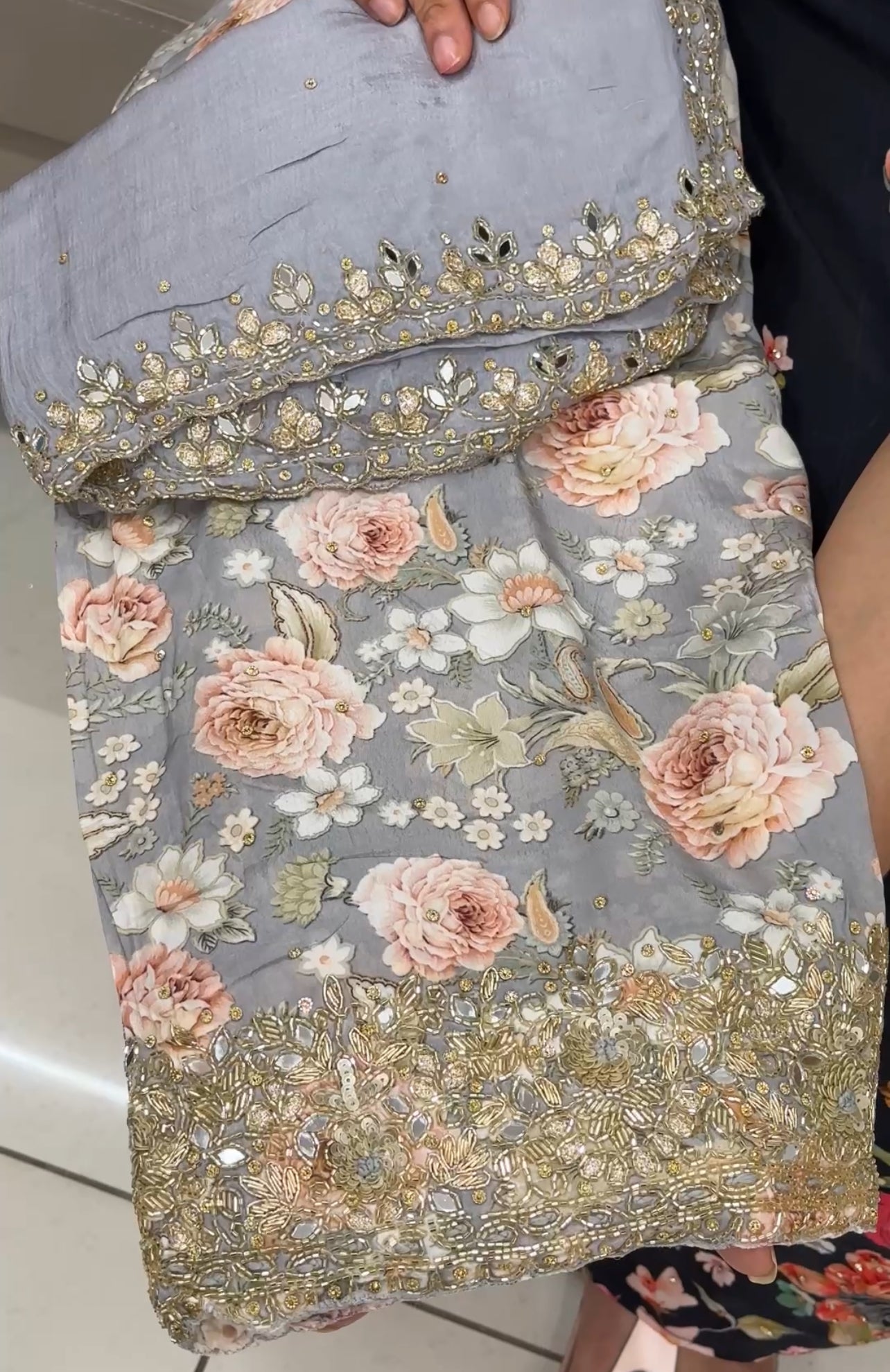 PRINTED CRAPE SILK UNSTITCHED SALWAR SUITS - IHA 28674