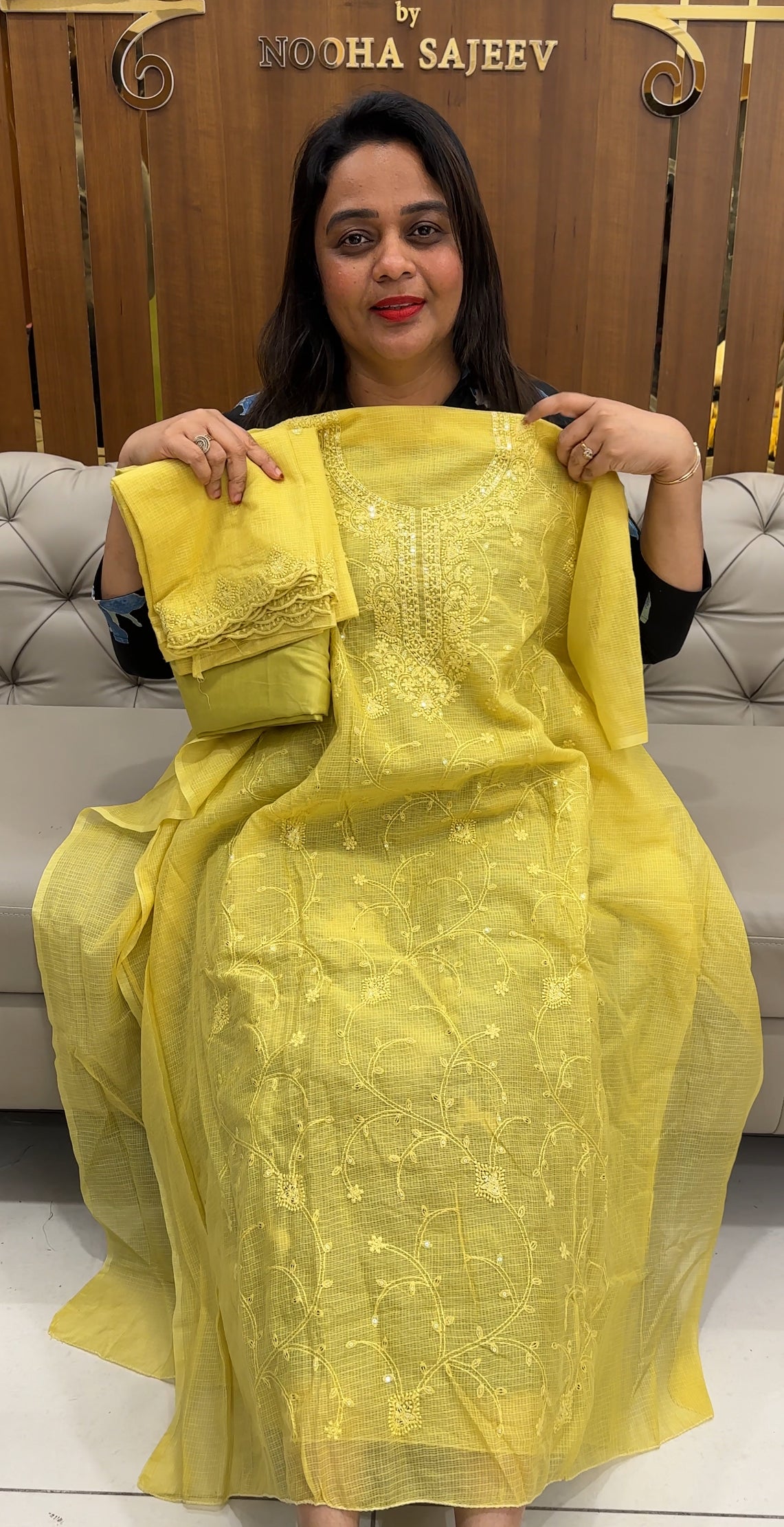 LUCKNOWI CHIKANKARI UNSTITCHED SALWAR SUITS - IHA 25358
