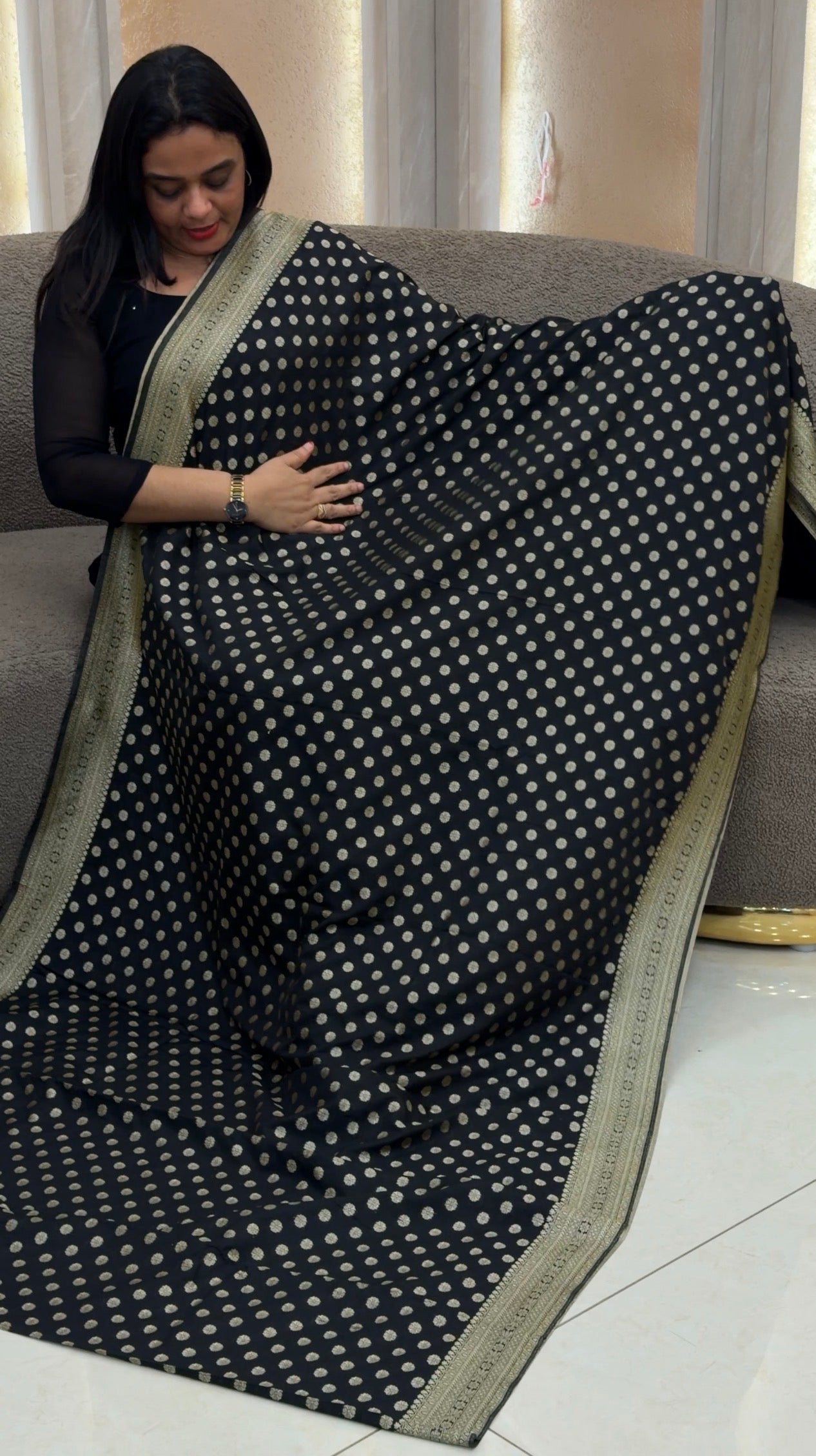 GEORGETTE BANARASI SAREES - IHA 33033