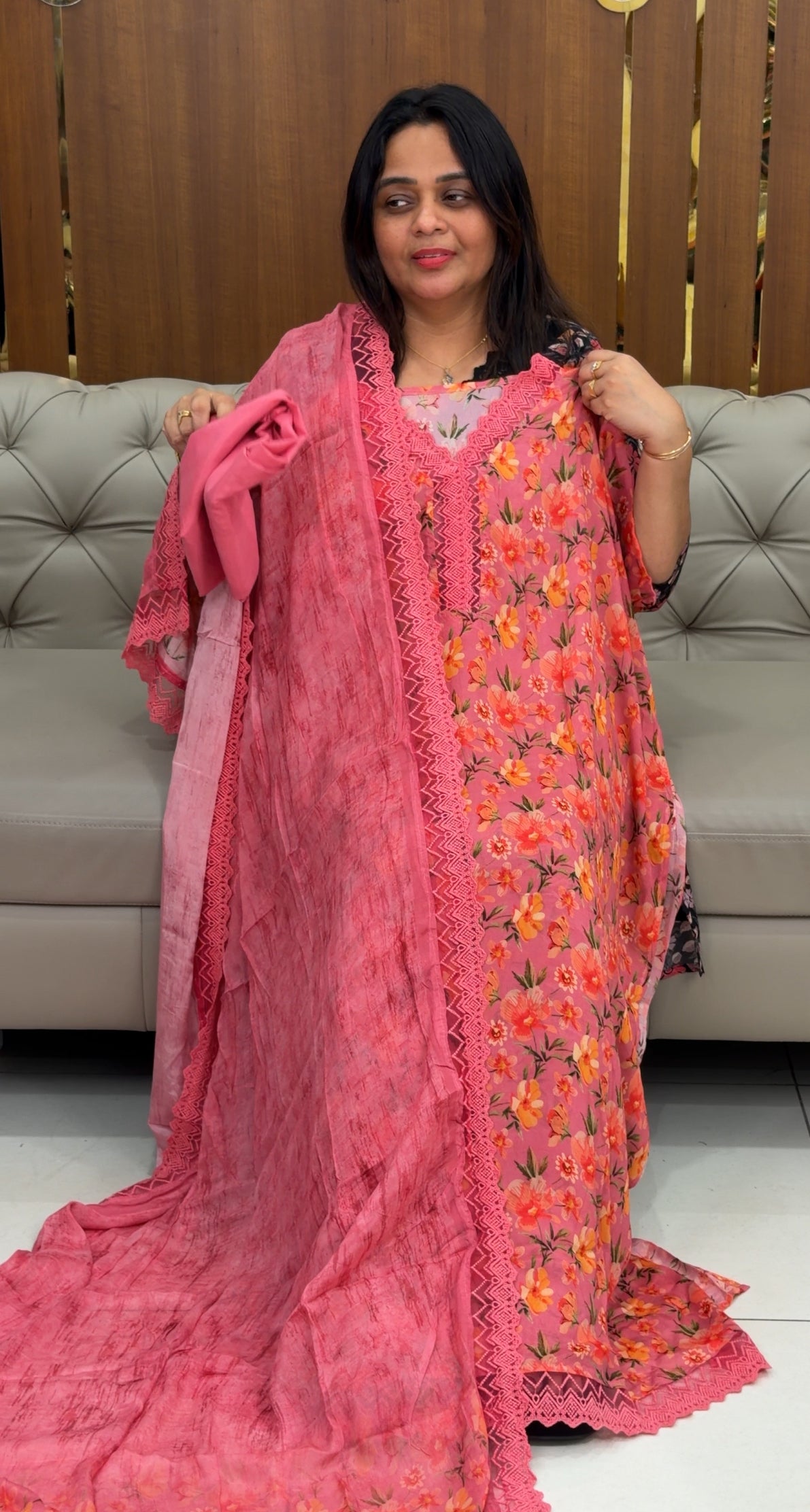 PRINTED CHIFFON UNSTITCHED SALWAR SUITS - IHA 29149