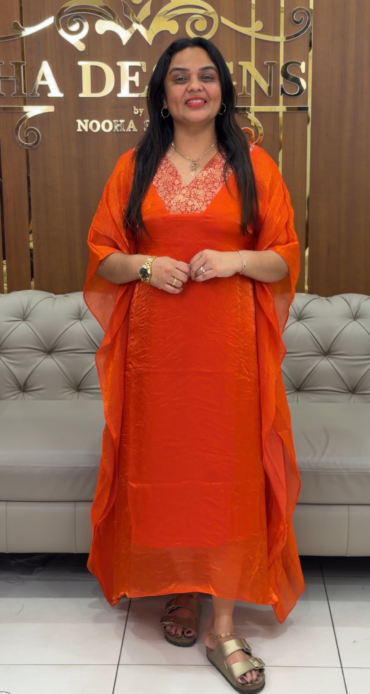 IHA'S IN-HOUSE VELVET ORGANZA KAFTAN TOPS - IHA 30710