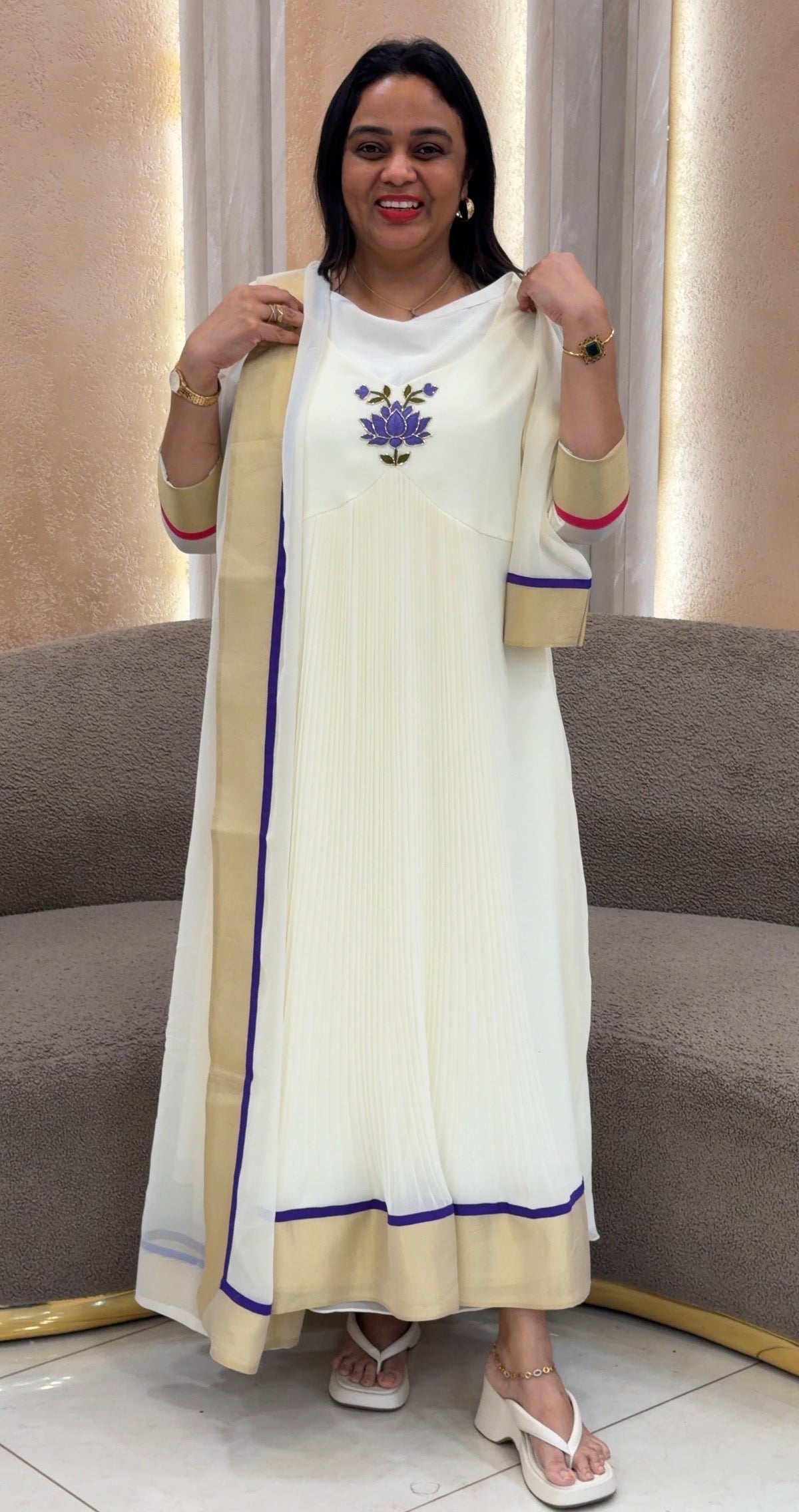 IHA'S IN-HOUSE GEORGETTE  ALINE TOP AND DUPATTA - IHA 33503