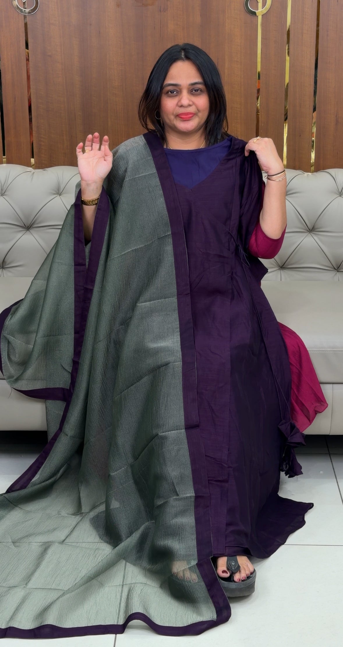 IHA'S IN-HOUSE SEMI RAW SILK ALINE TOP AND DUPATTA - IHA 28897