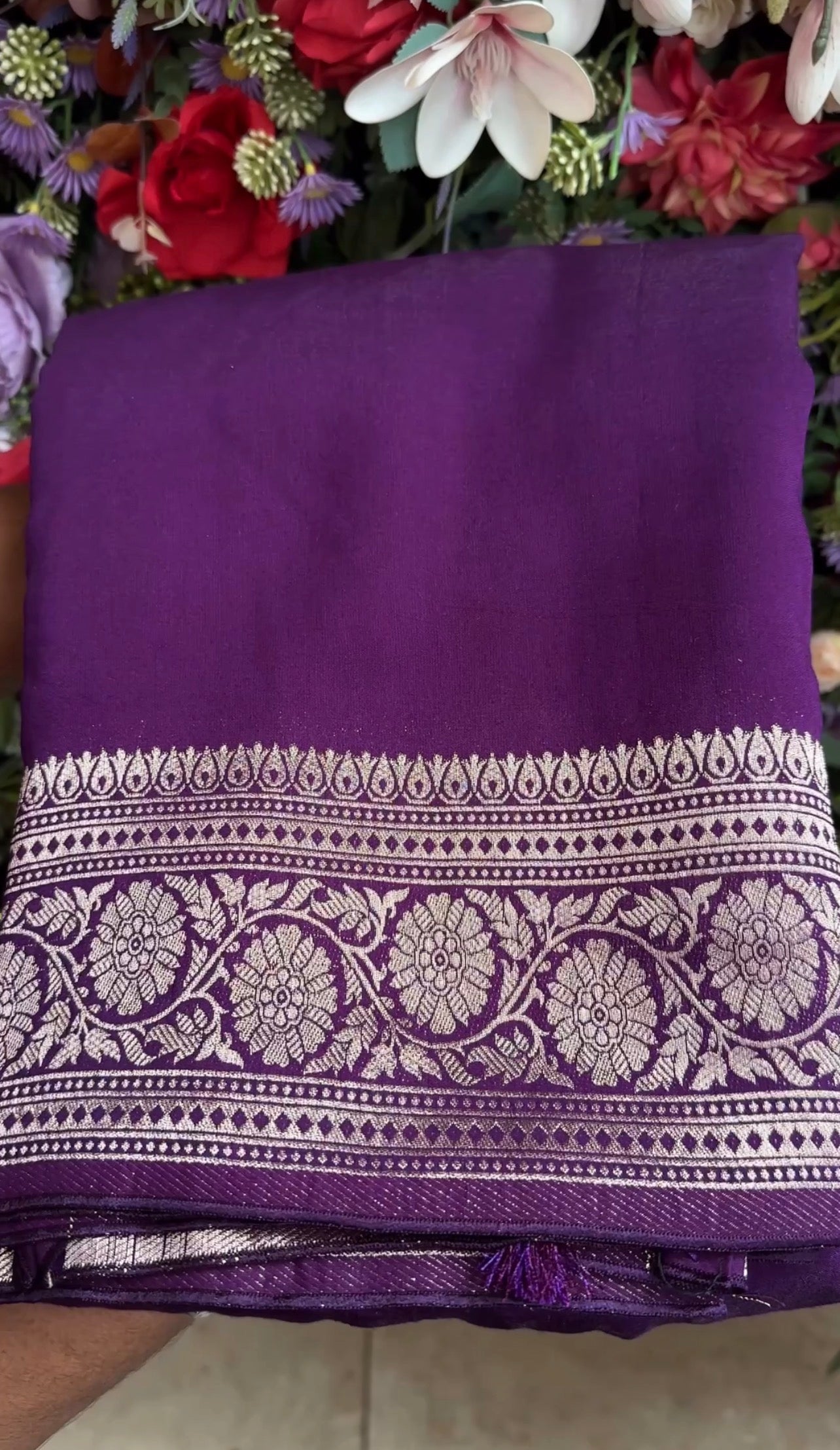 VISCOSE GEORGETTE BANARASI SAREES - IHA 34445