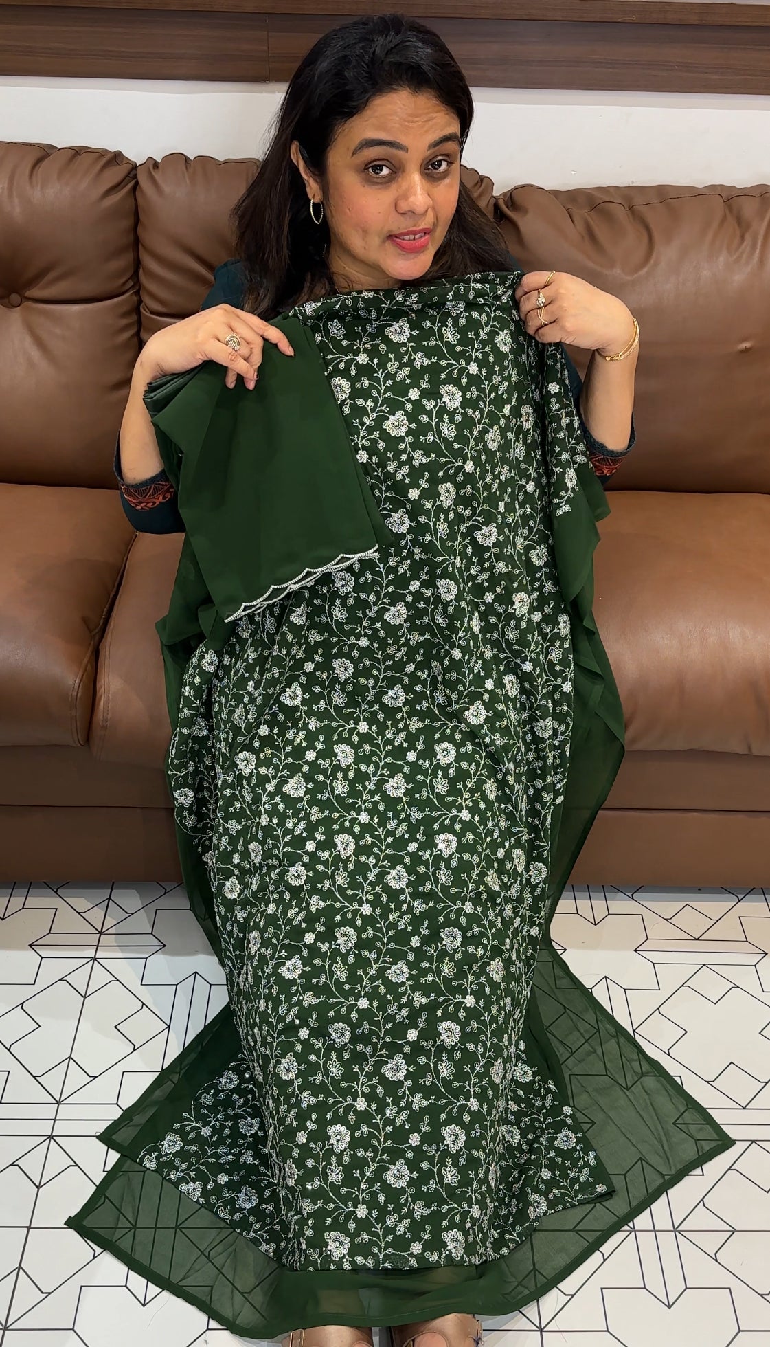 FAUX GEORGETTE UNSTITCHED SALWAR SUITS  - IHA 26236