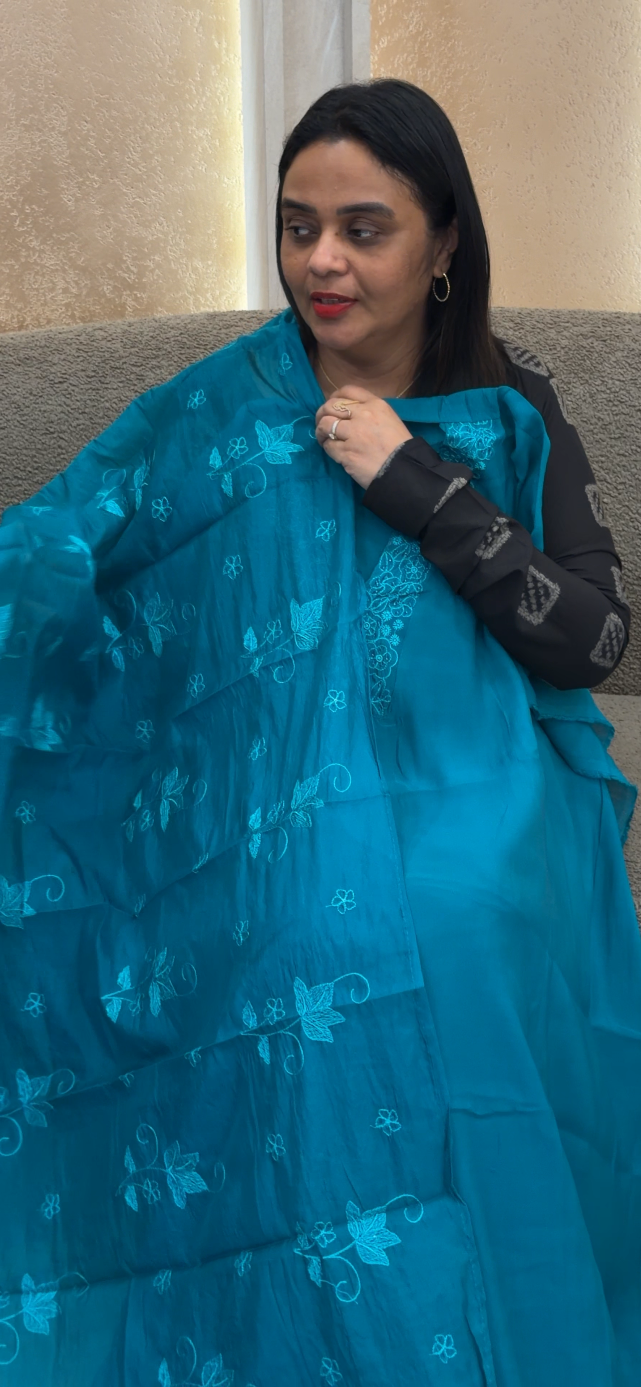 HAND WORKED UNSTITCHED SALWAR SUITS - IHA 32896