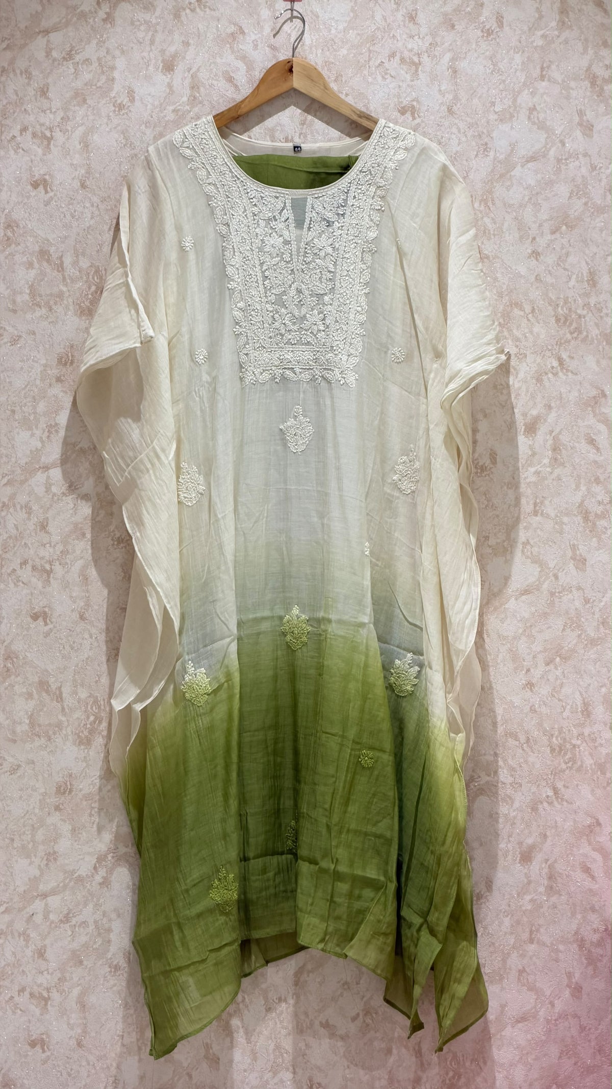 MUL CHANDERI KAFTAN TOP AND BOTTOM  - IHA 35896