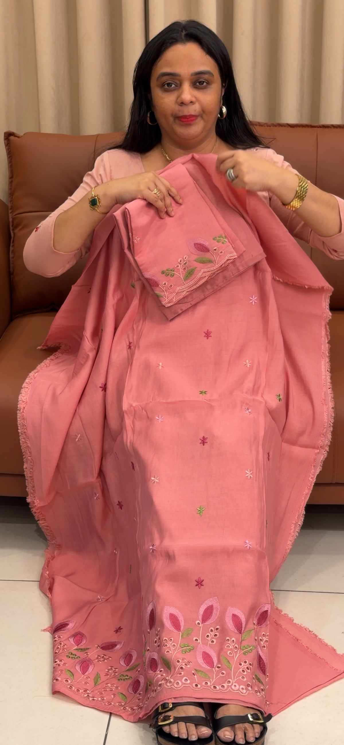 MUL CHANDERI UNSTITCHED SALWAR SUITS - IHA 35356