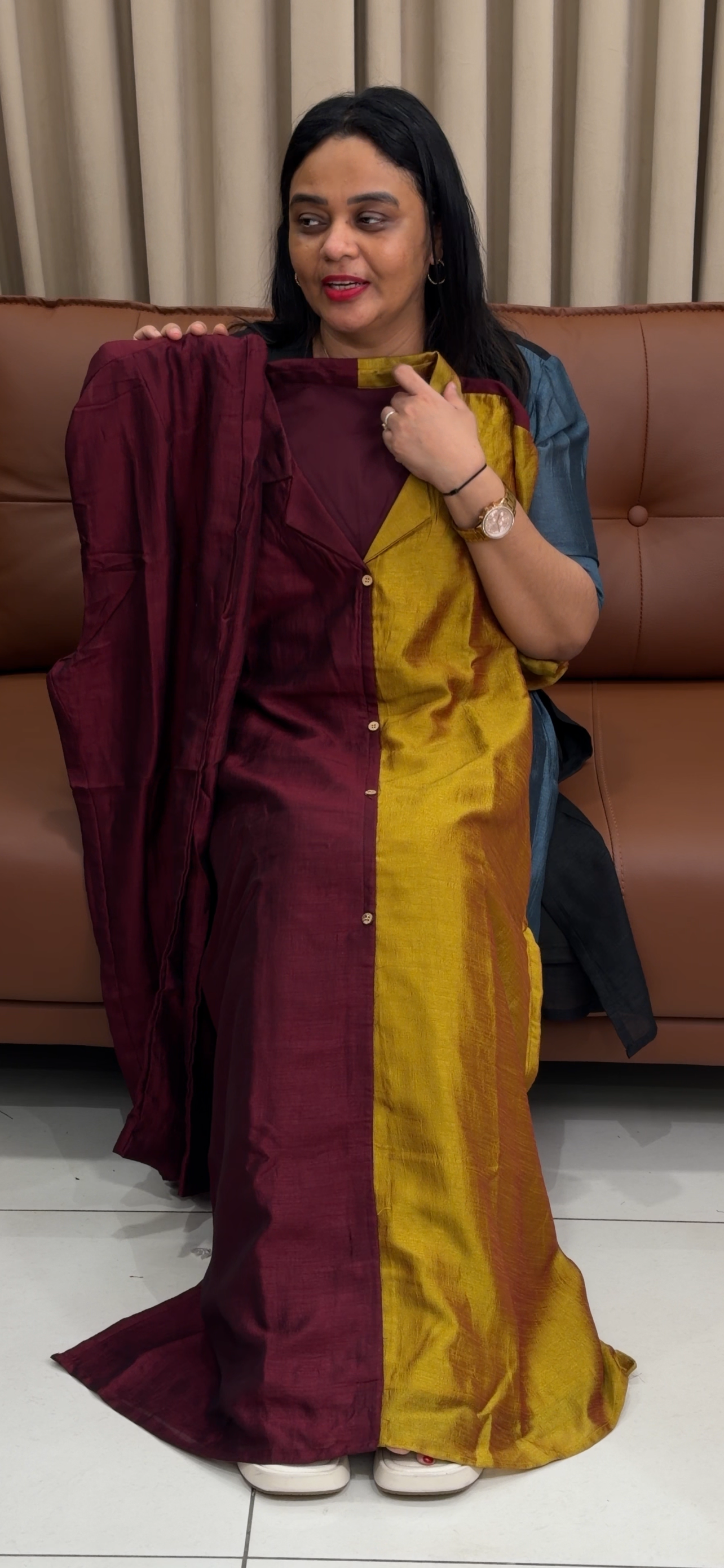 IHA'S IN-HOUSE SEMI RAW SILK CO-ORDS SETS - IHA 34309