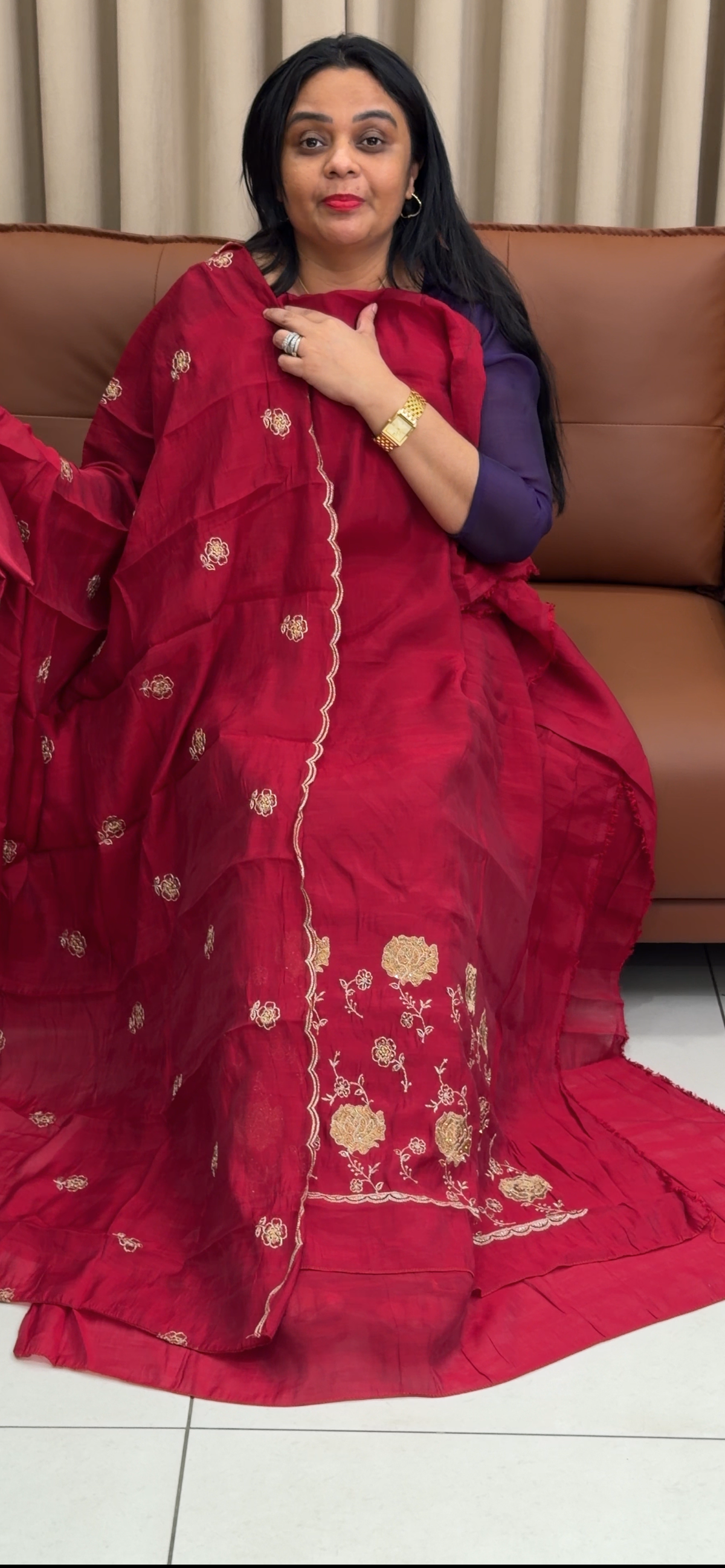 MALAI CHANDERI UNSTITCHED SALWAR SUITS - IHA 35286