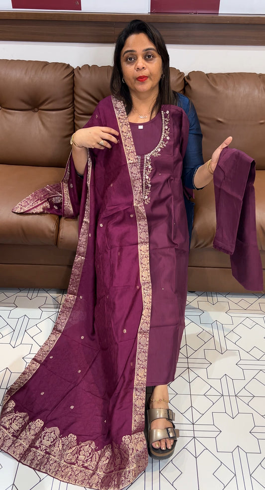 HAND WORKED TOP,BOTTOM AND DUPATTA - IHA 24573