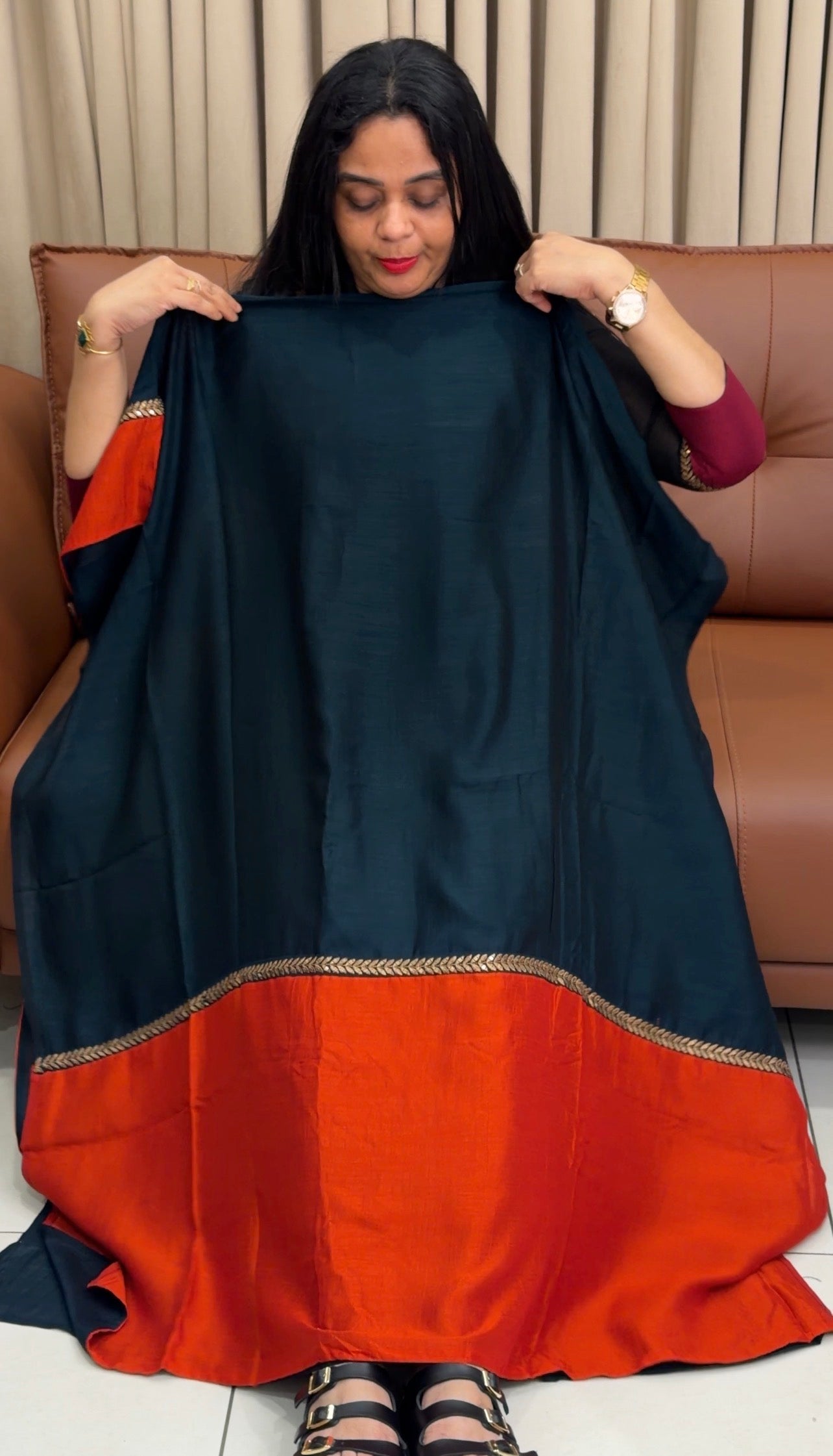 IHA'S IN-HOUSE SEMI RAW SILK TOP,BOTTOM AND DUPATTA - IHA 34498