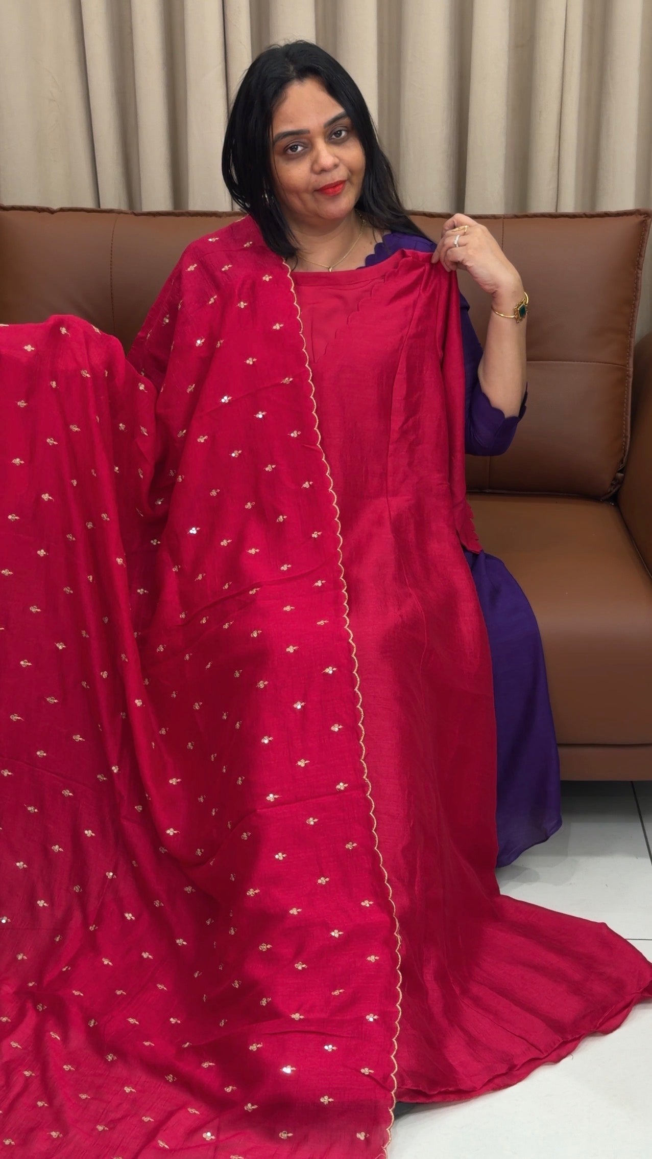 IHA'S IN-HOUSE SEMI RAW SILK ALINE TOP AND DUPATTA - IHA 33425