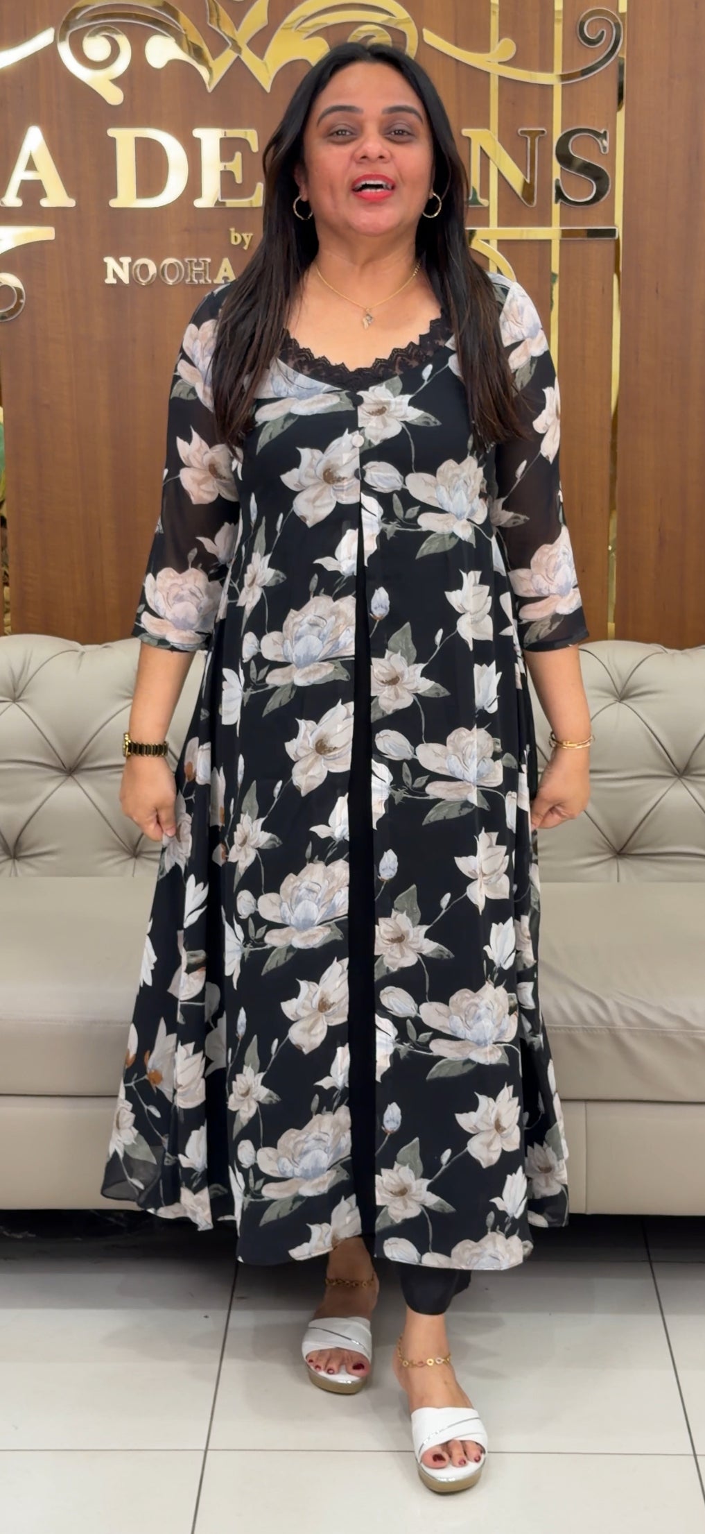 IHA'S IN-HOUSE FLORAL PRINTED ALINE TOPS - IHA 29114